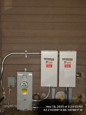 Generac 26kW Standby Generator Installation w/ Dual 200A Transfer Switches – Cary, IL | GSHA Services, LTD