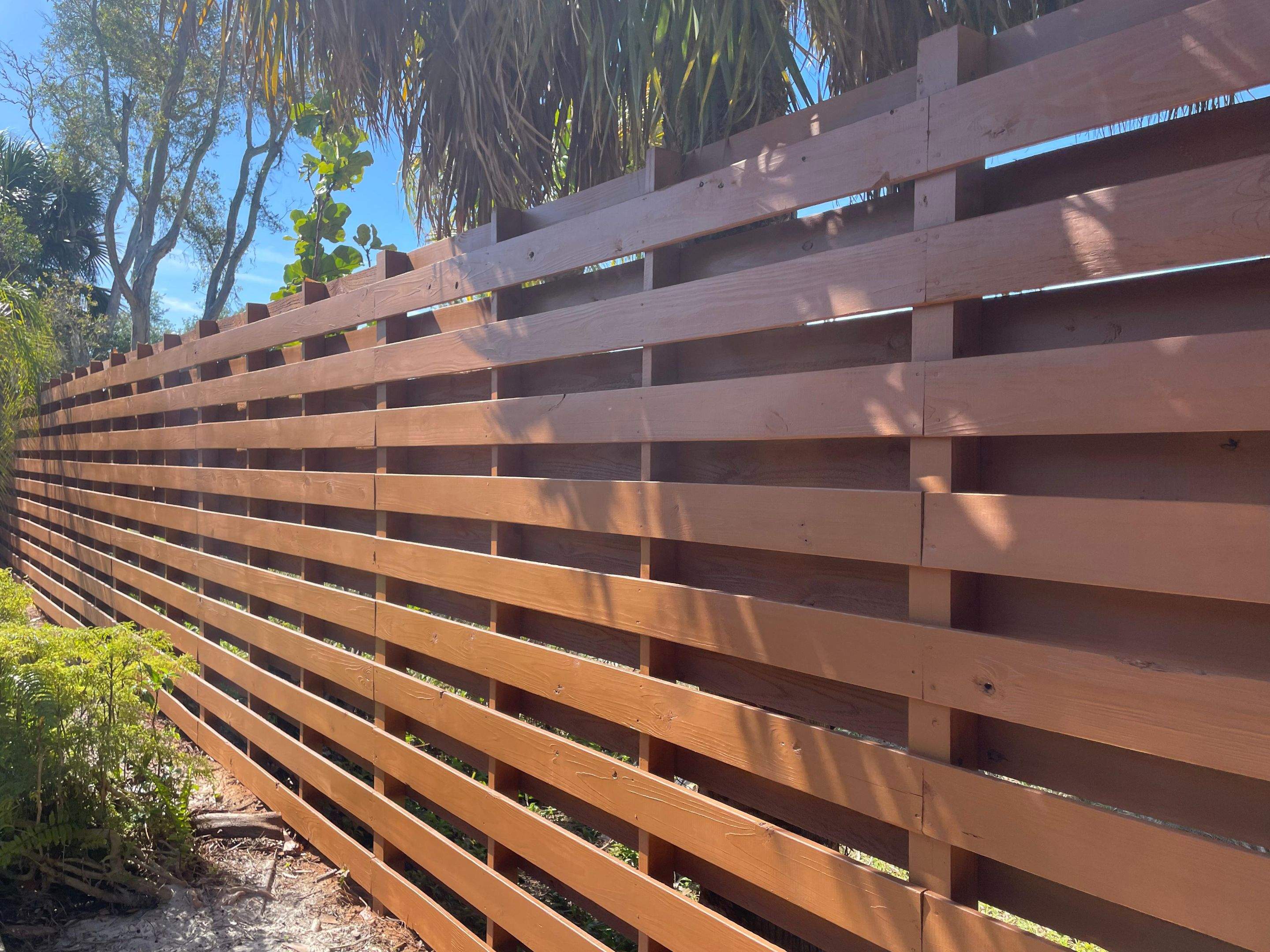 8'H Stained Shadowbox Wood in Nokomis by True Fence LLC