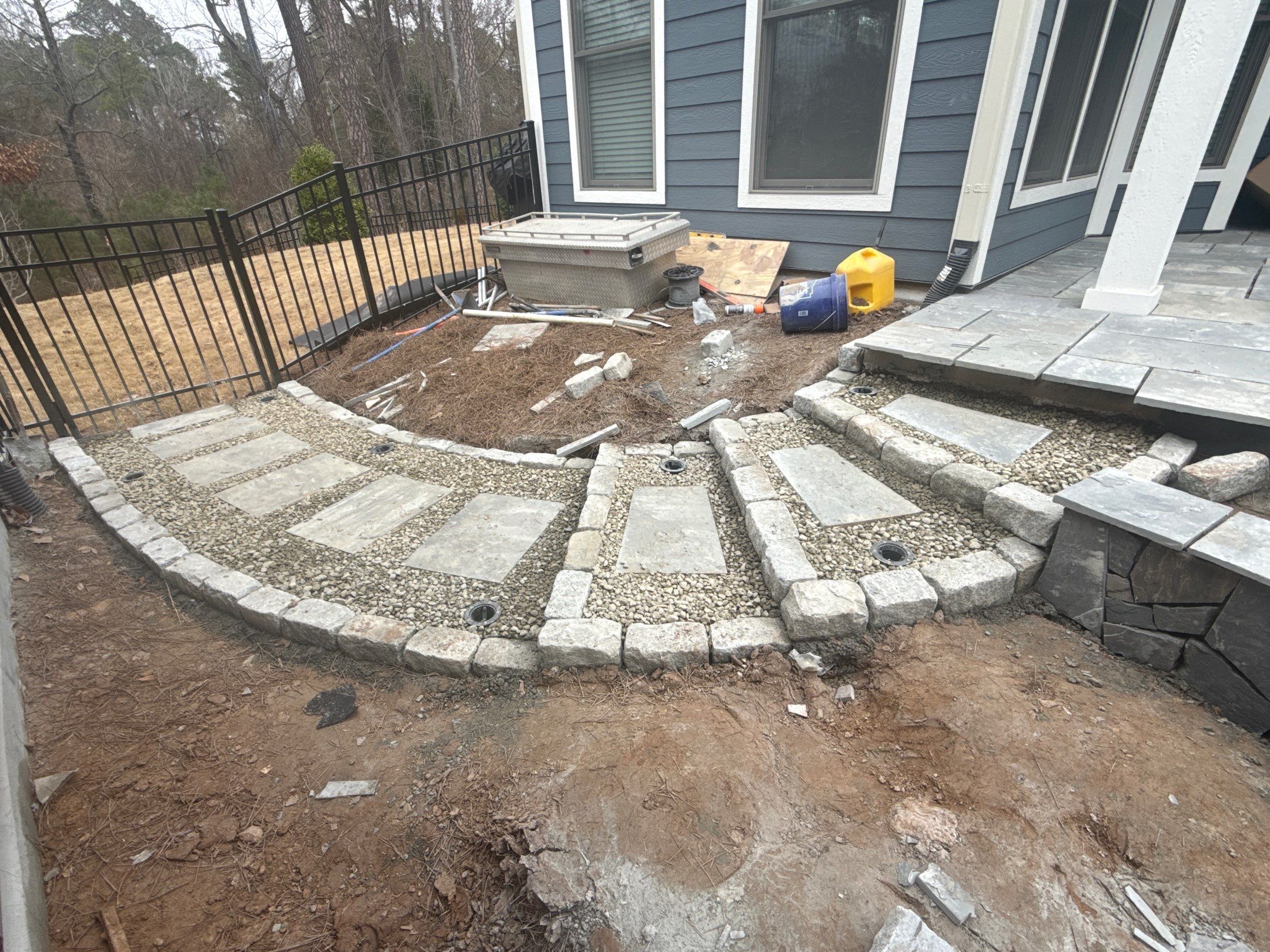 Hardscape lighting in Chapel Hill by Martinez Brother’s Nc Landscaping Inc