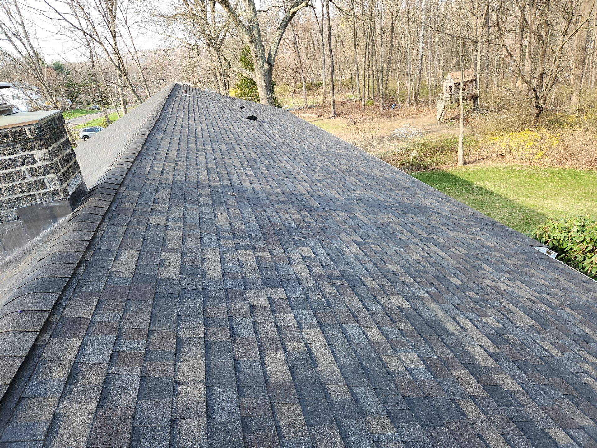 Asphalt Shingle Roof Replacement and Copper Chimney Flashing in Trumbull by A Plus Exterior