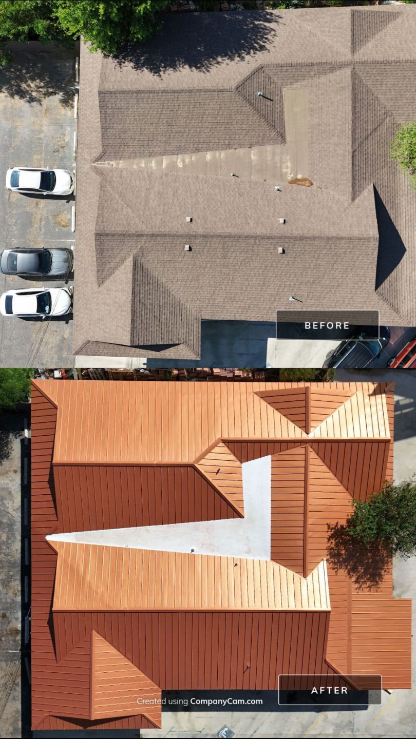 Copper Standing Seam Metal Roof Installation for Laredo Medical Clinic by JM Flores Roofing & Construction, Inc