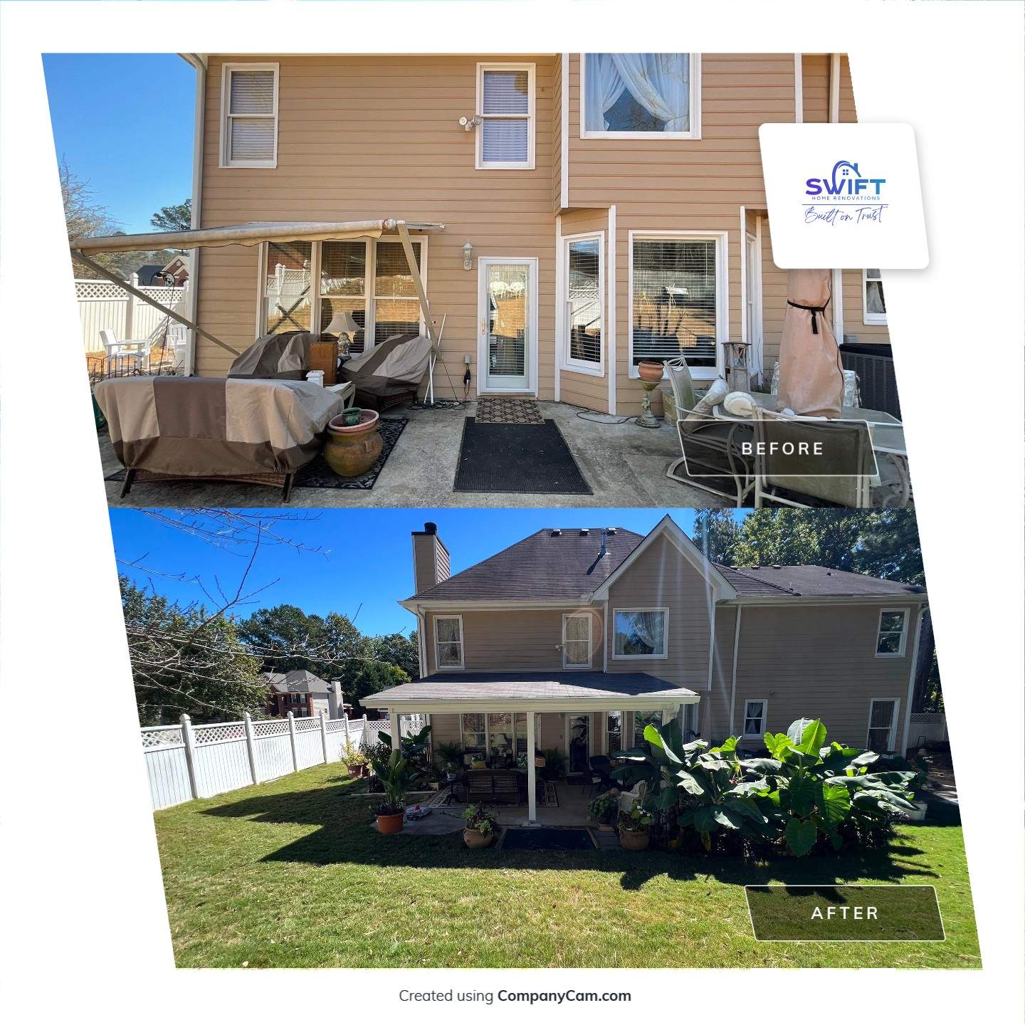 Custom Covered Patio and Shed Roof Installation in Ellenwood by Swift Home Renovations