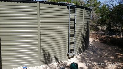 30K gallon mangrove green tank for residential rain water harvesting, Dripping Springs, TX