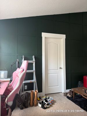 Dark Green Grid Accent Wall and Door Trim in South Salt Lake