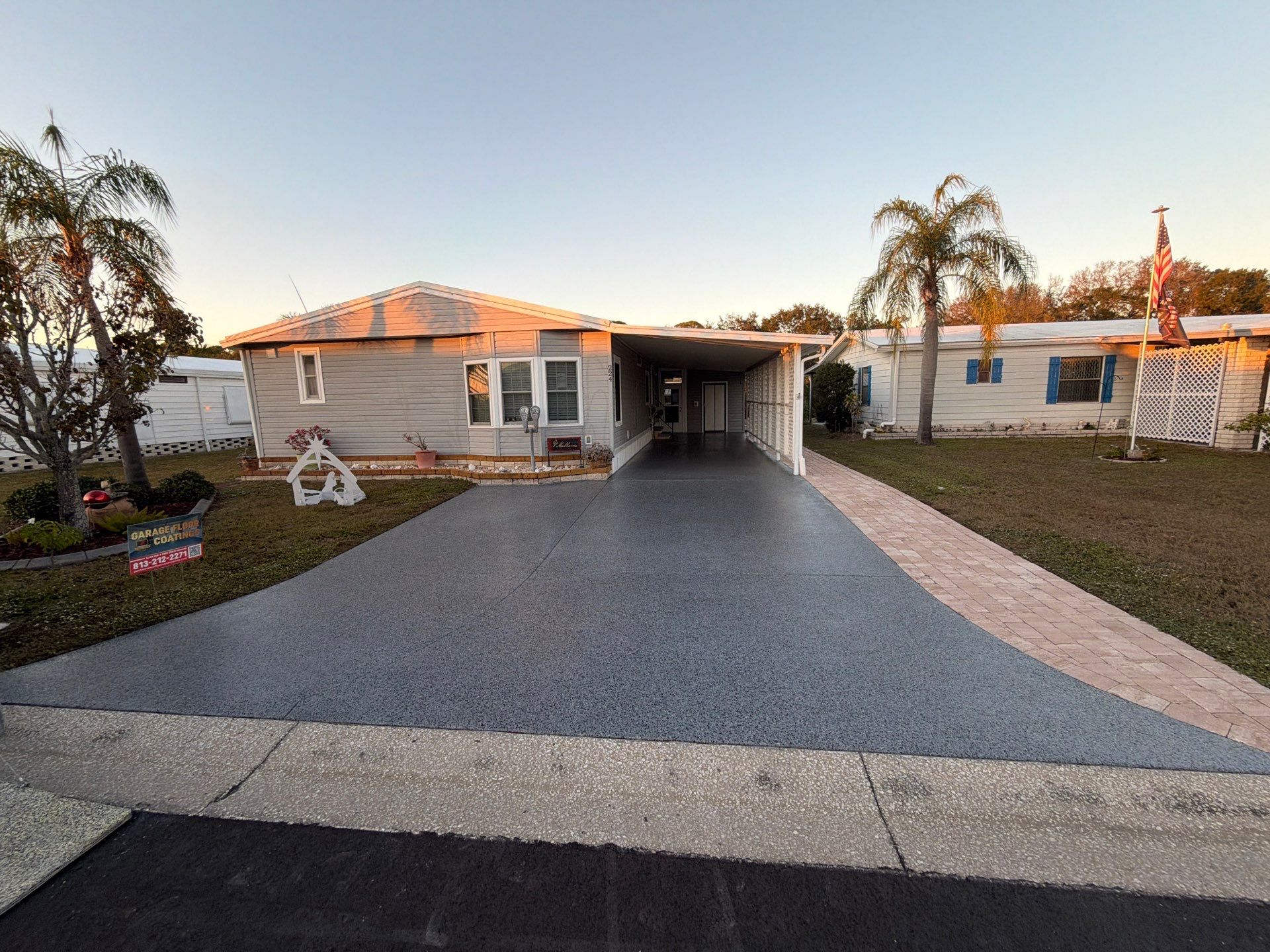 Driveway Transformation: Nightfall Flake System with Full UV & Moisture Protection by Performance Floors & Coating