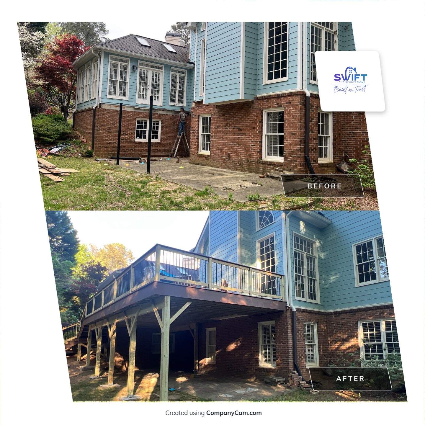 Custom Elevated Composite Deck Installation in Marietta by Swift Home Renovations