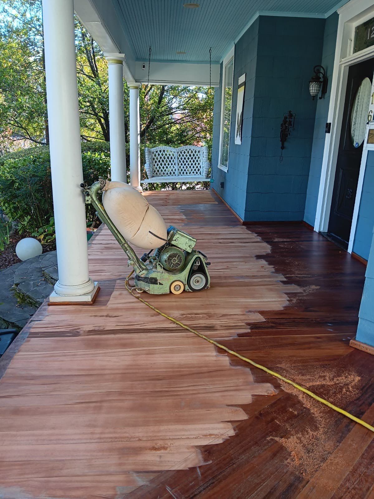 Brazillian Cherry porch refinish by Footprints Floors of East Atlanta