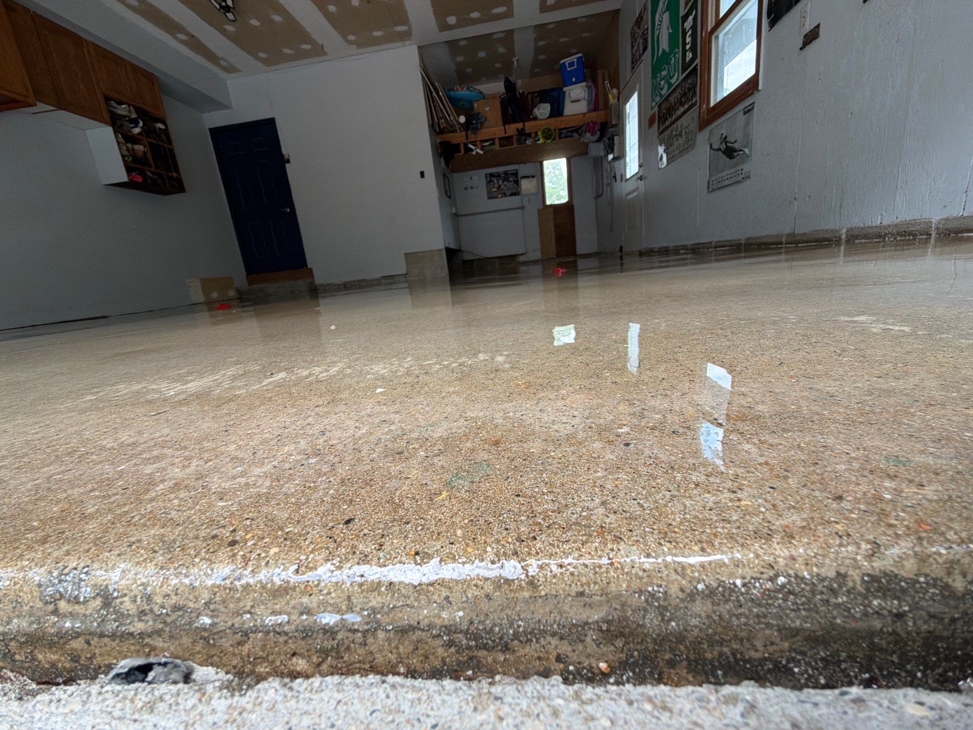 Custom Speckled Epoxy Flake Floor Installation in Grand Haven by Gordon Painting