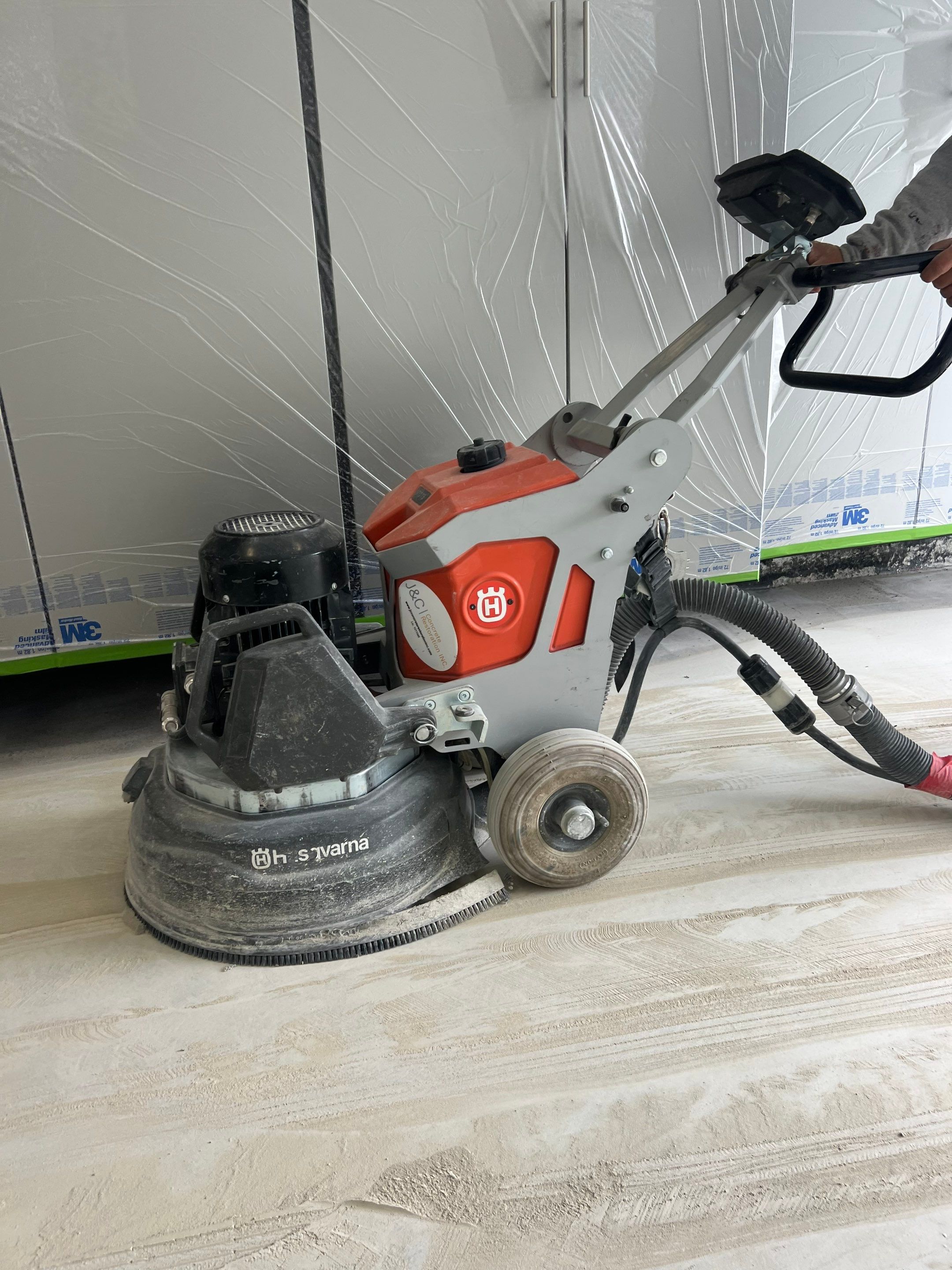 Garage Floor: Vinyl Chip using Midnight by J&C Concrete Restoration, Inc