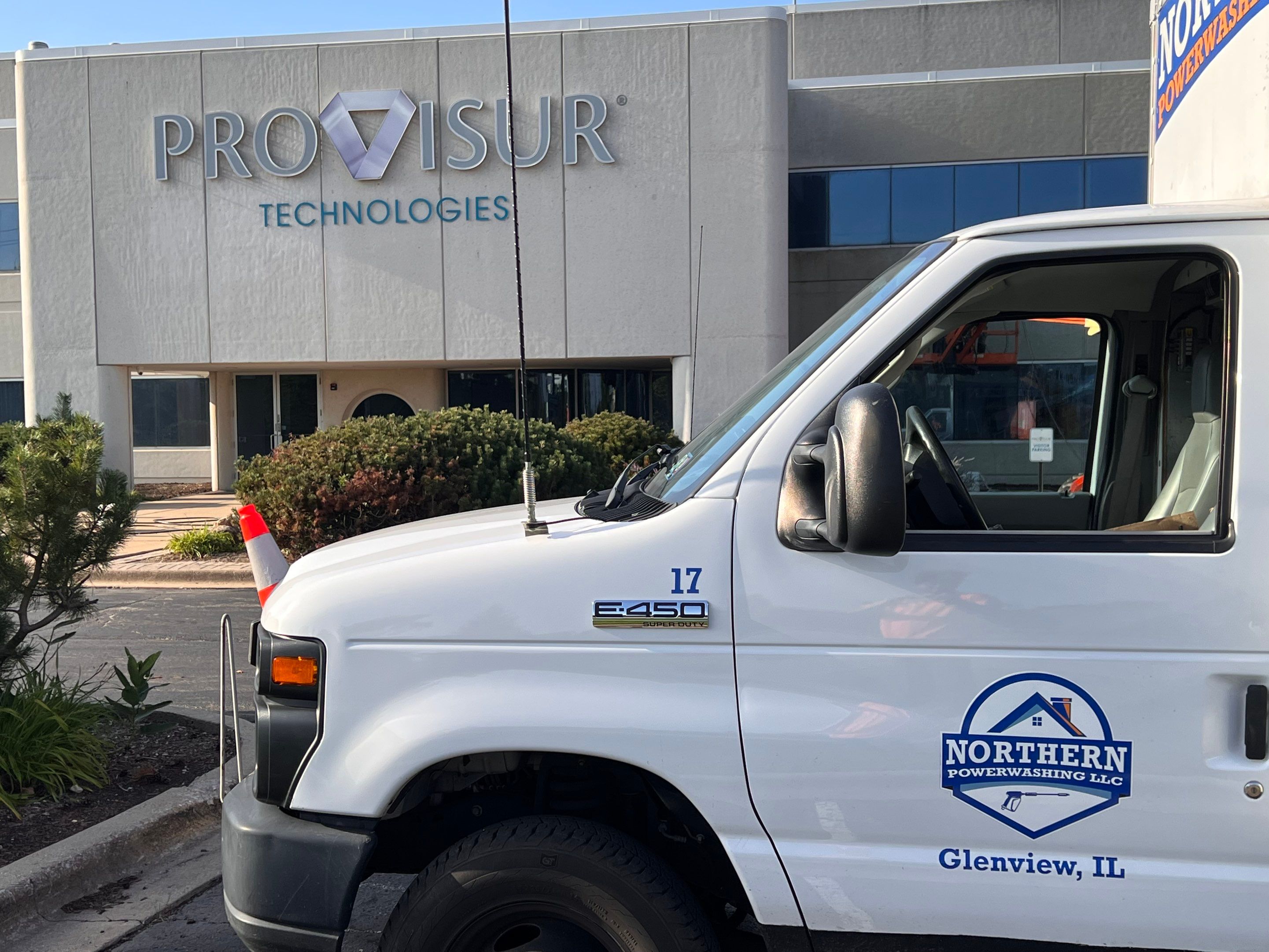 commercial pressure washing using Algaecide, soft wash soap by Northern Power Washing LLC.