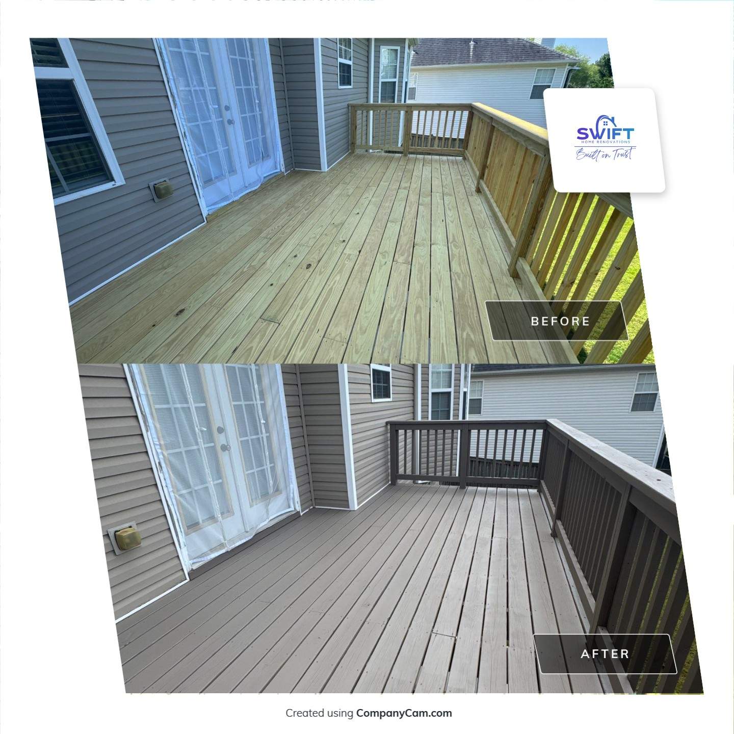 Multi-Level Deck Restoration and Solid Color Staining in Suwanee by Swift Home Renovations