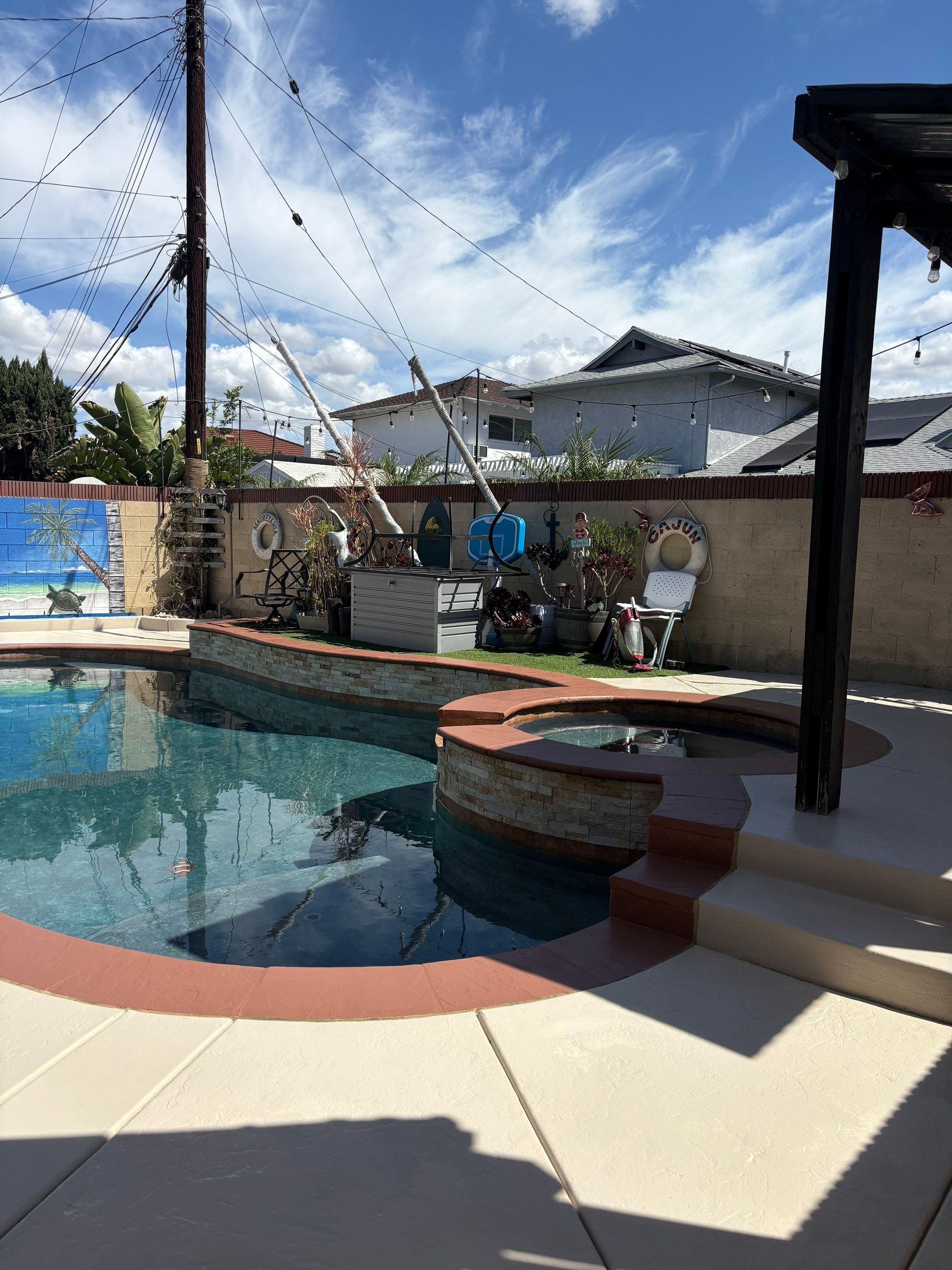 Sandblast & Staining Pool Deck In by La Power Washing Inc
