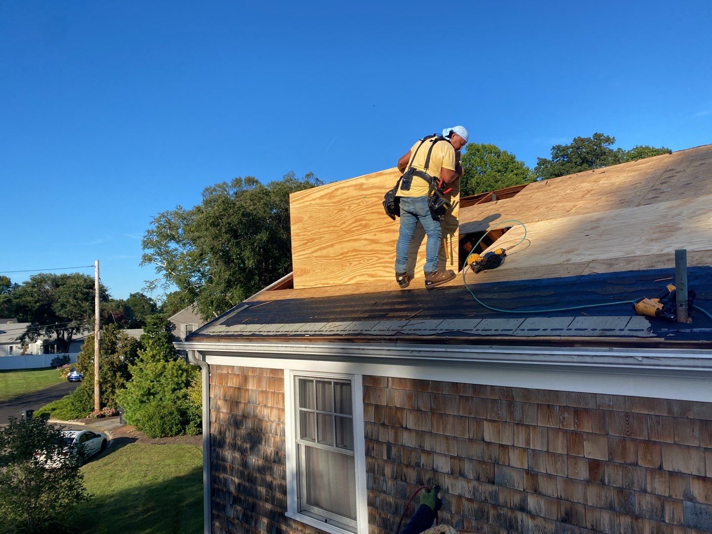 Residential Roofing Installation using Owens Corning Duration Slatestone Gray by A Plus Exterior