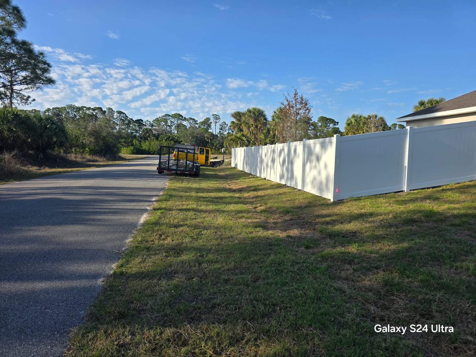Residential White Vinyl Privacy Fence Installation in North Port by True Fence LLC