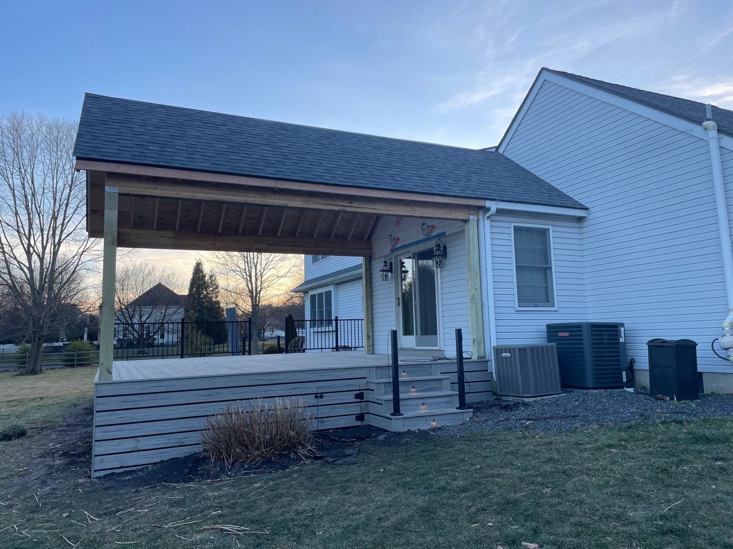 New deck With A frame porch In Morrisville PA by deck guardian