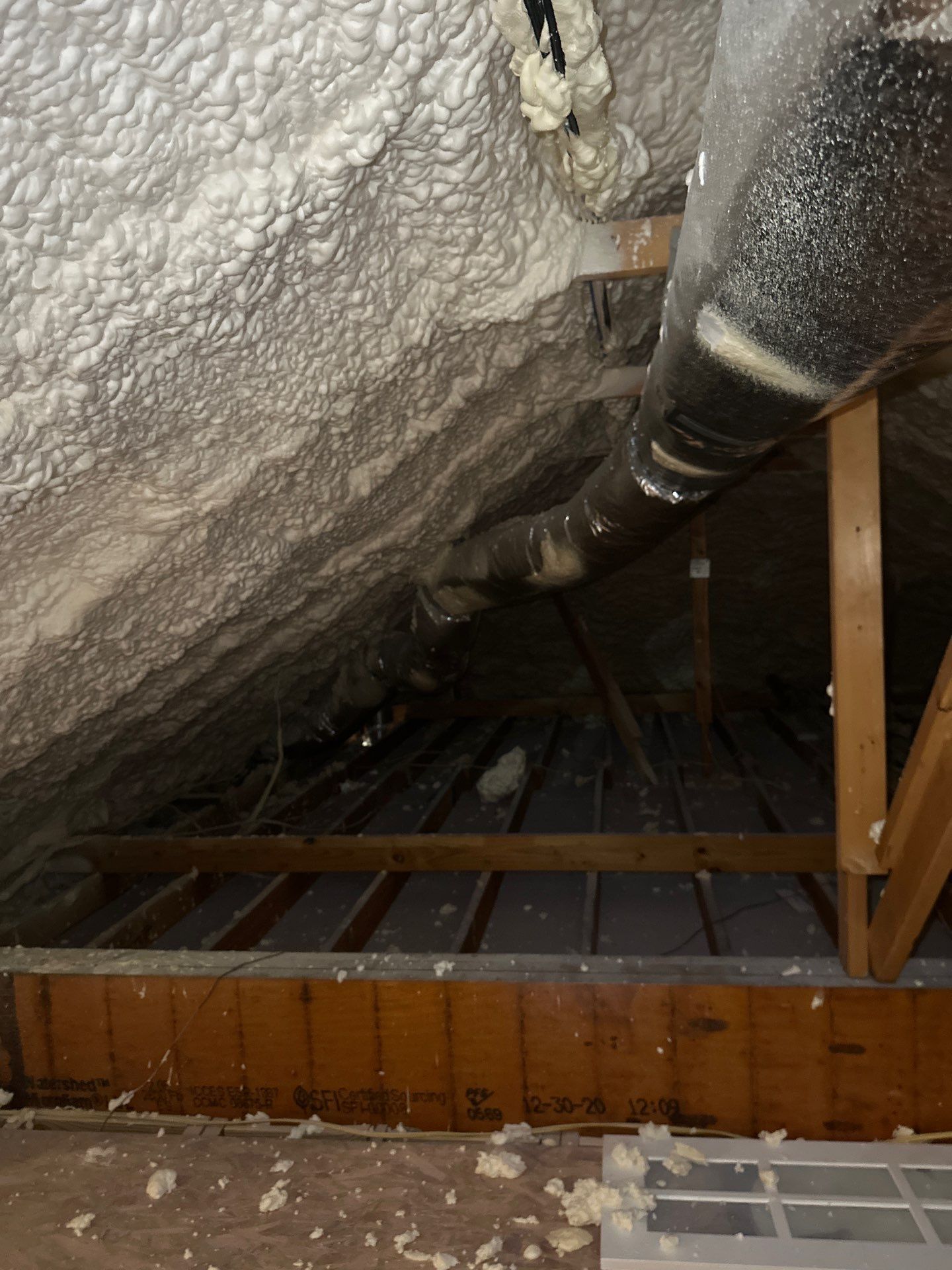 Spray foam insulation removal & re spray by Apex Insulation Solutions