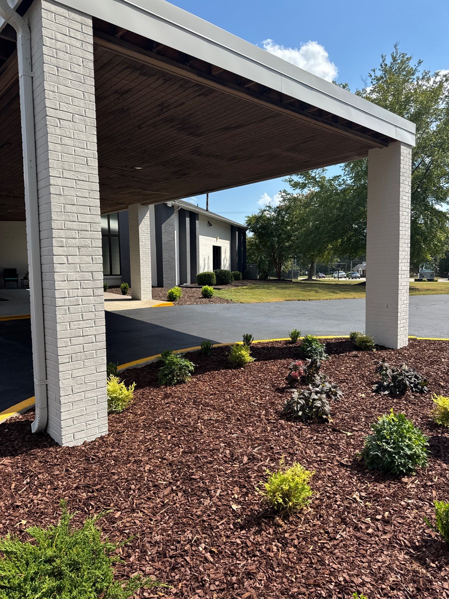 Church Exterior Brick Painting with Romabio Masonry Flat by Highfill Painting
