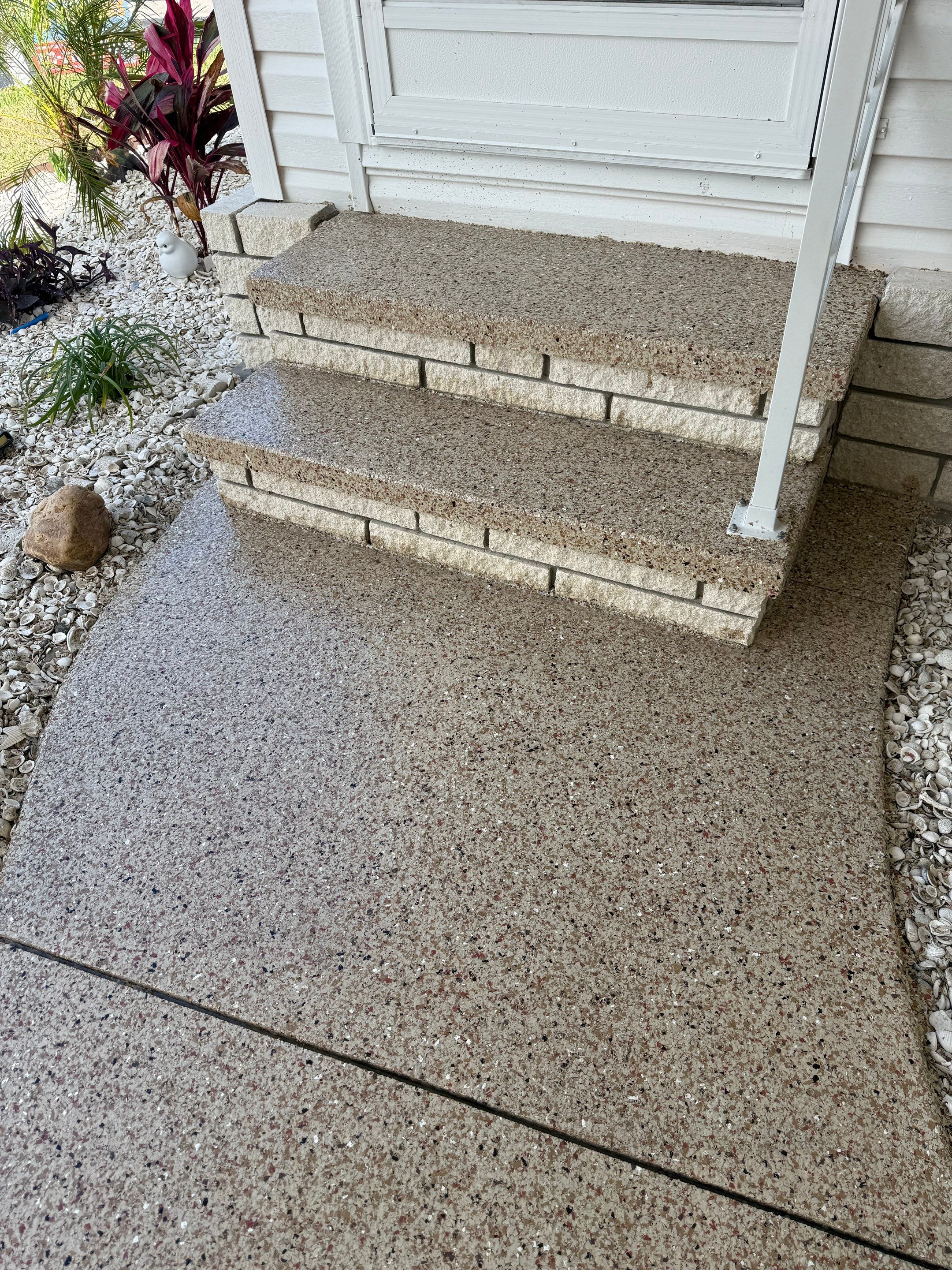 Patio Concrete Coating Using Pecan Flake by Performance Floors & Coating