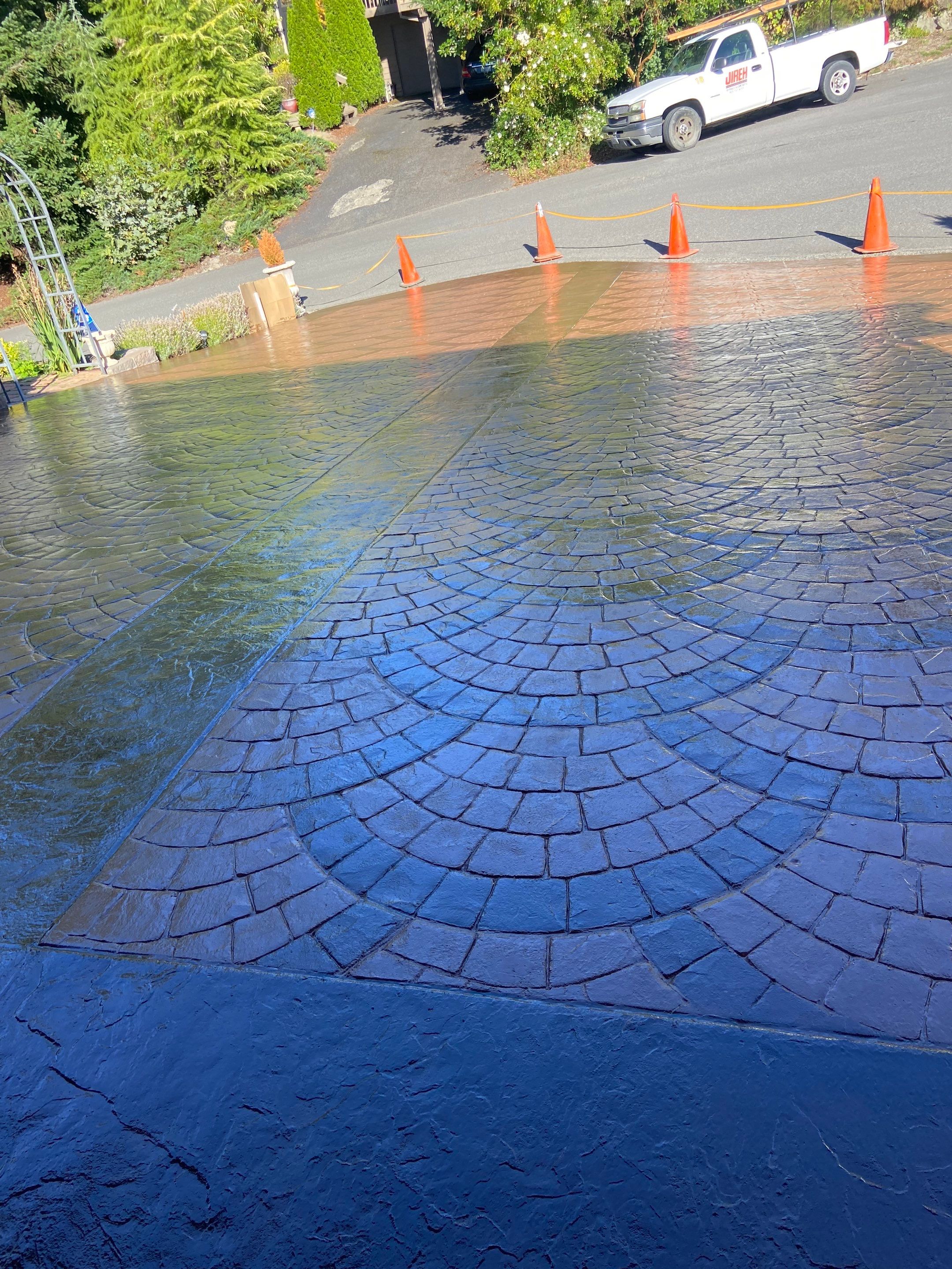 Mehta | Tiled Driveway with Sealer & Retaining Wall  by Jireh Asphalt & Concrete Inc 