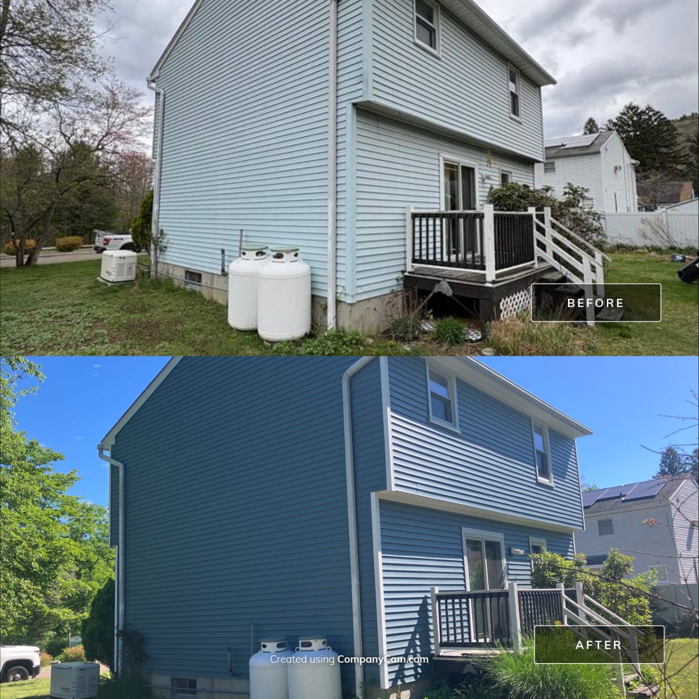 Siding renewal with Cert. Mainstreet D/4 clapboard Wedgewood Blue by DiGiorgi Roofing and Siding Inc