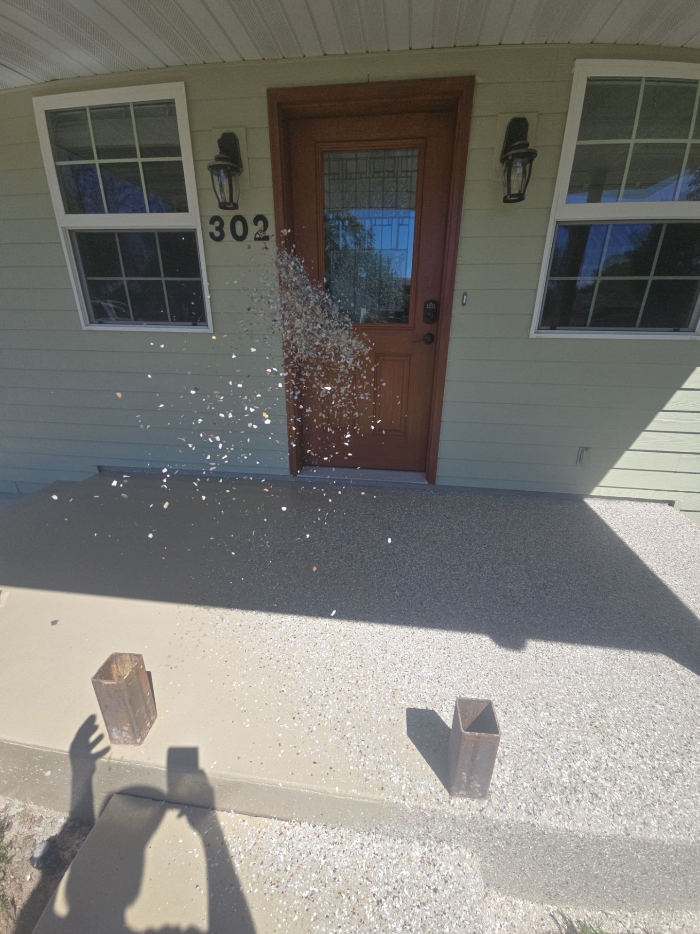 Front Porch and Entryway Transformation With Pebble Beach Flake Coating by Croc Coatings, LLC