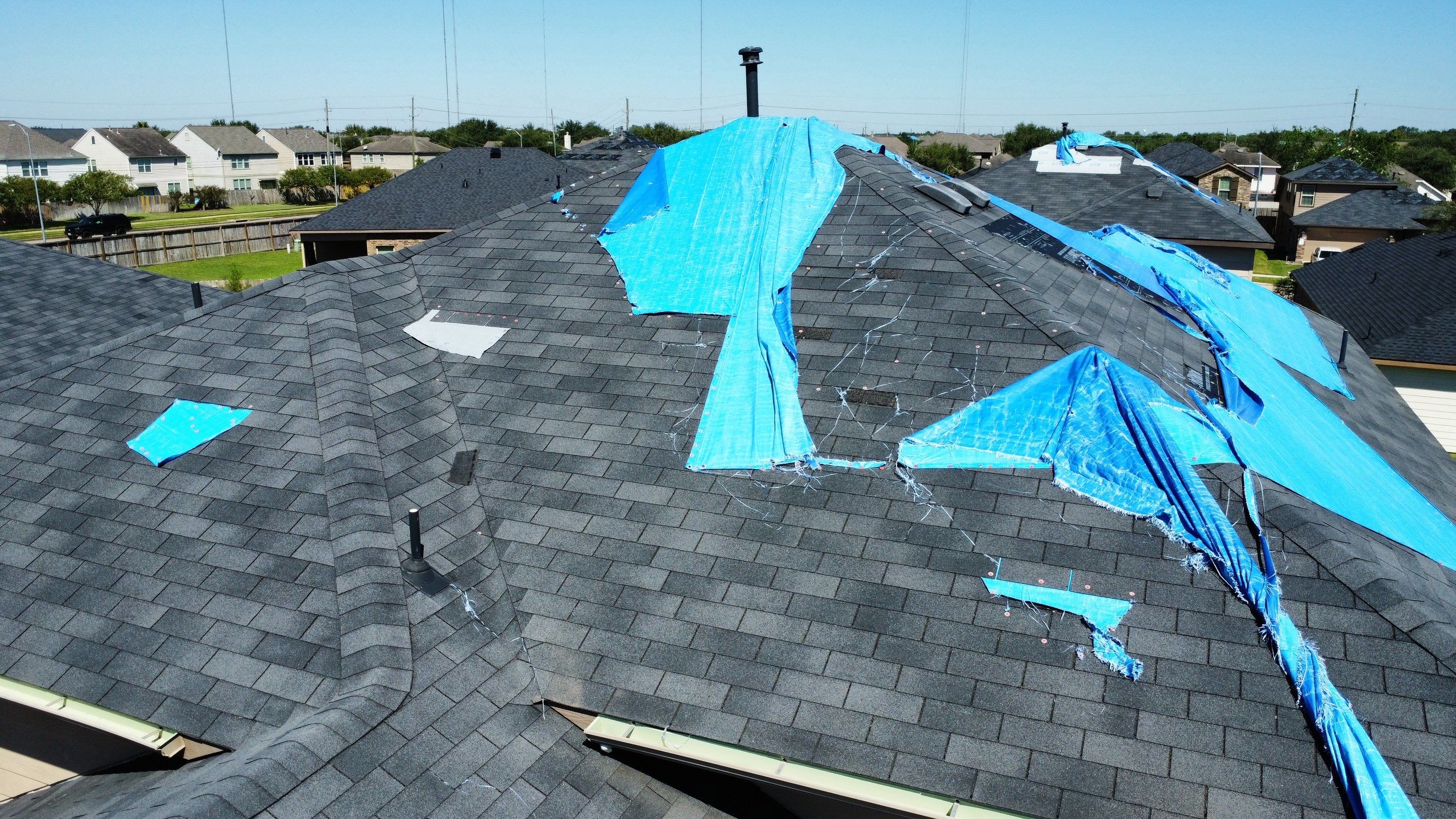 Reroof after Hurricane Beryl by Berry Good Roofing 
