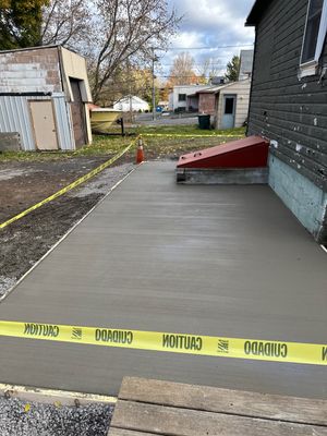 Broom finished concrete patio 