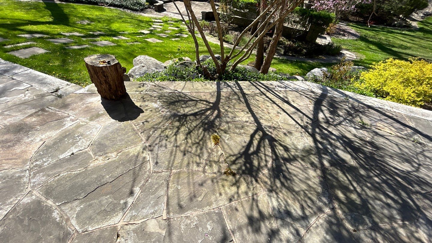 natural stone using Algaecide, soft wash soap by Northern Power Washing LLC.