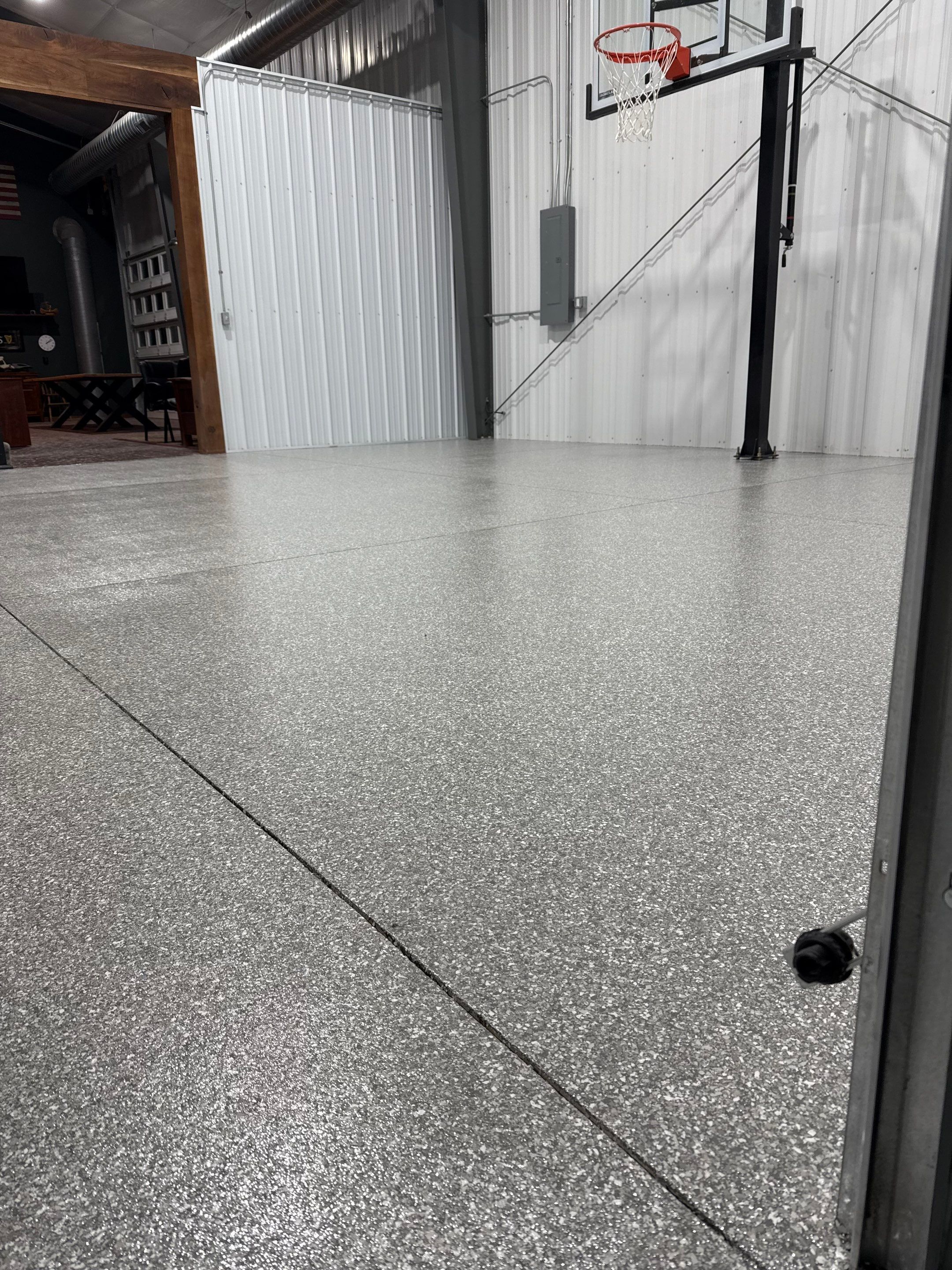 Beautiful Floor for Your Barndominium / Shouse! 💥🏀 by Revival Concrete Coatings