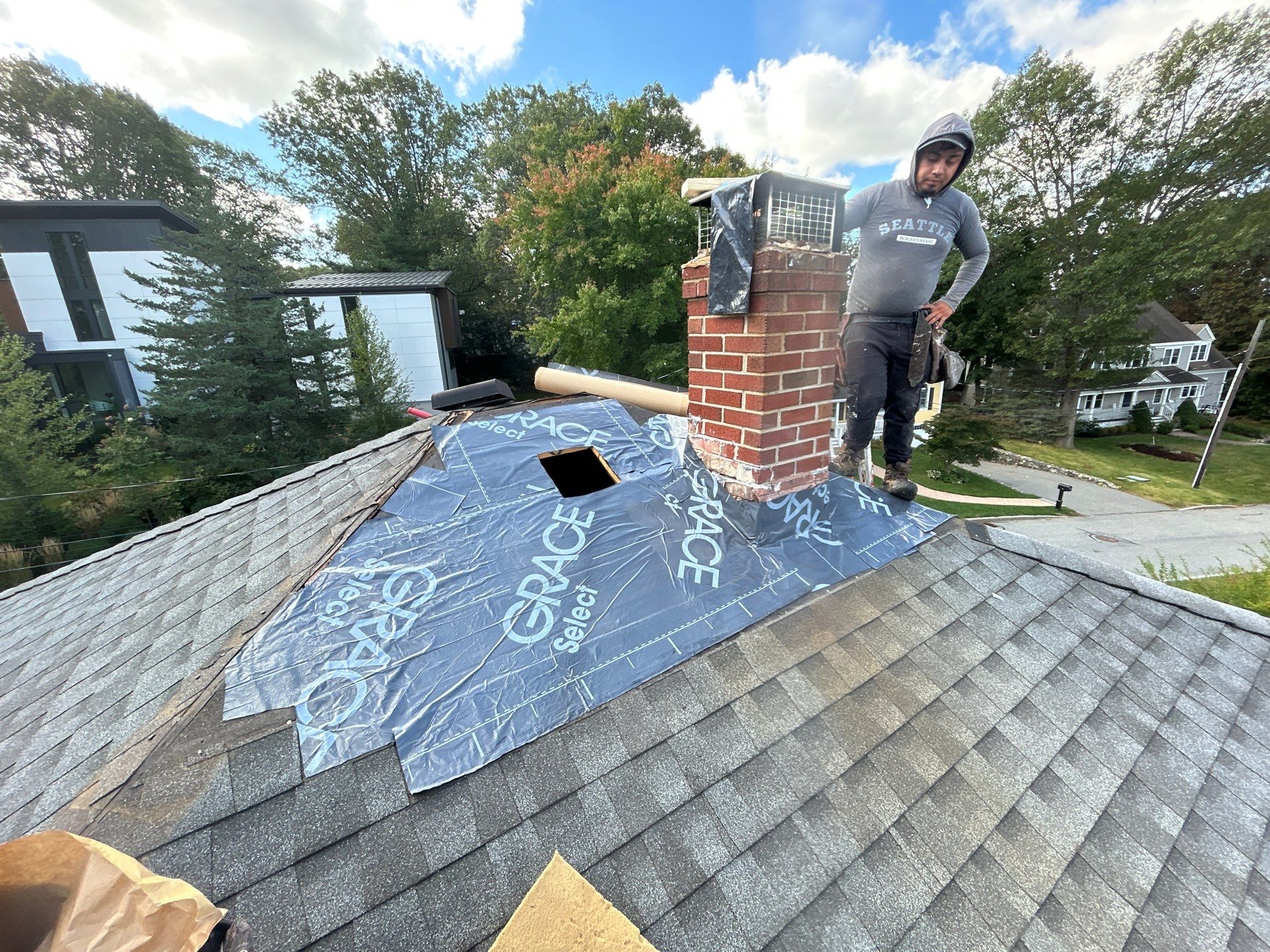 Chimney Area Roof Repair – Lexington, MA by Mighty Dog Roofing of Greater Middlesex County