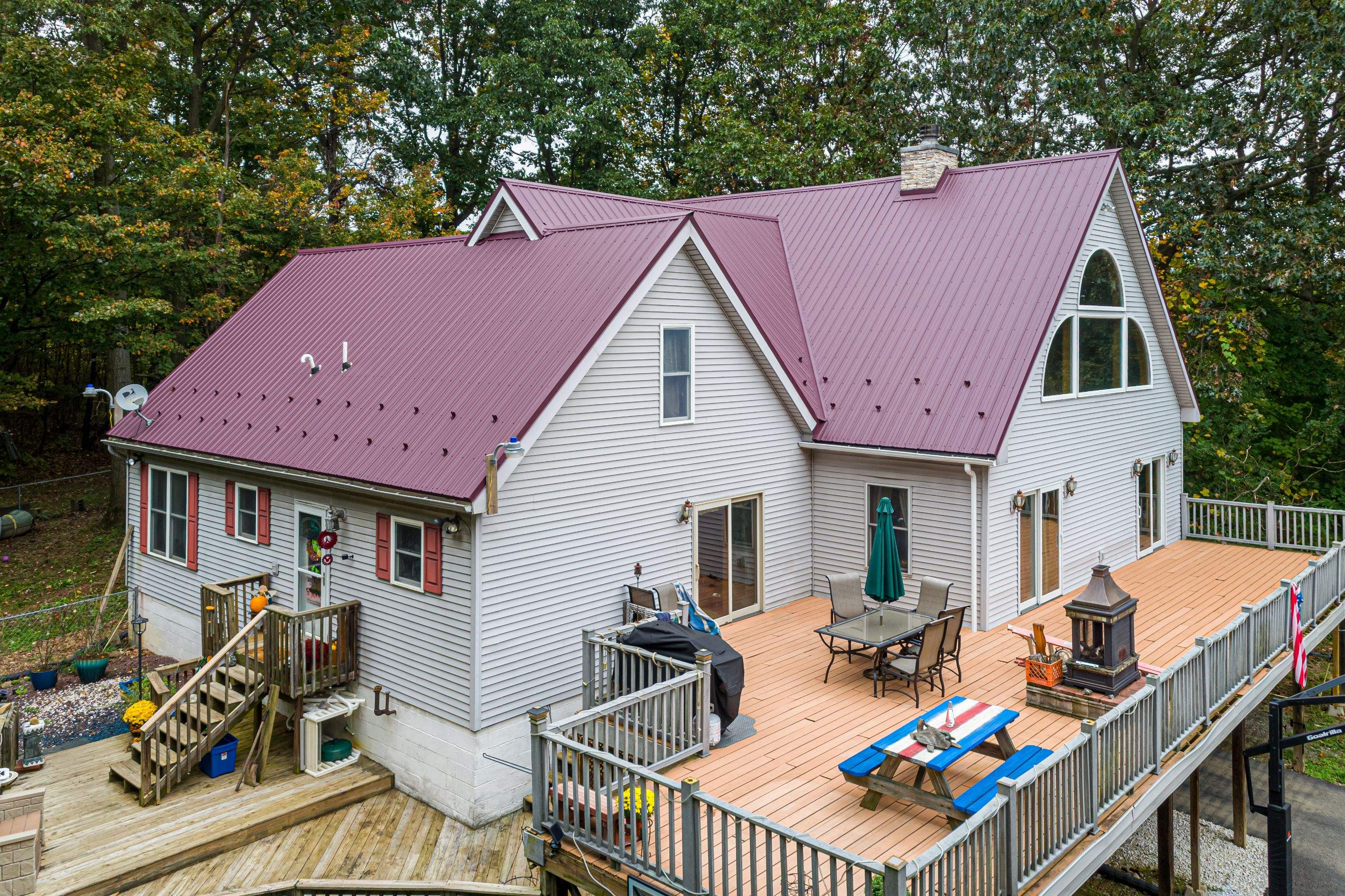 Metal Roof-burgundy by Esh Builders