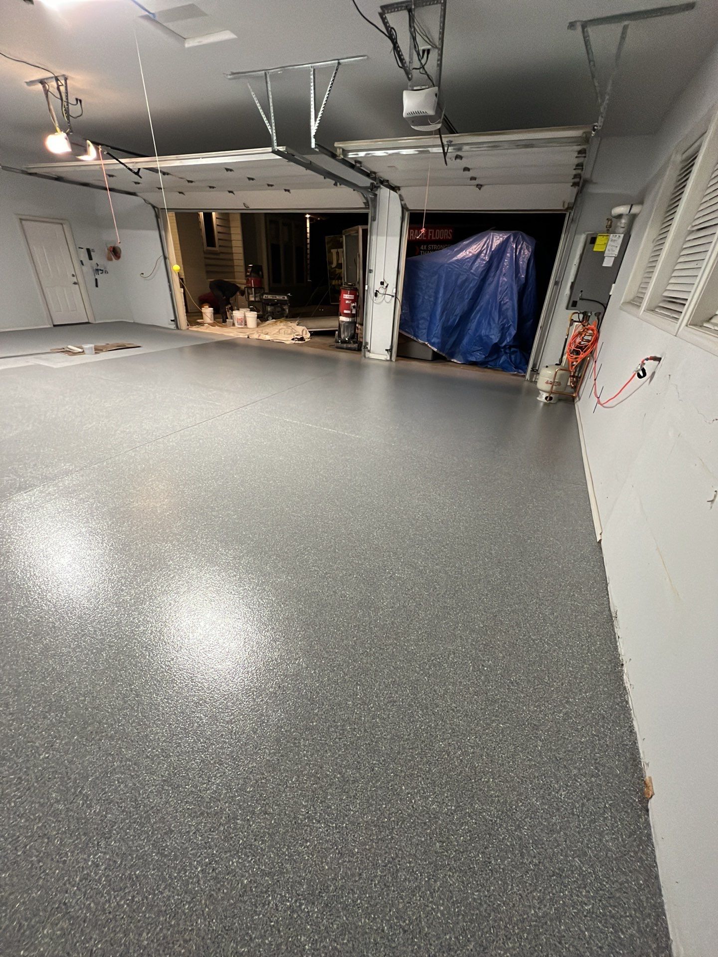 Garage Transformation using Canfield Hybrid & Grey Croc Cabinets by Croc Coatings, LLC