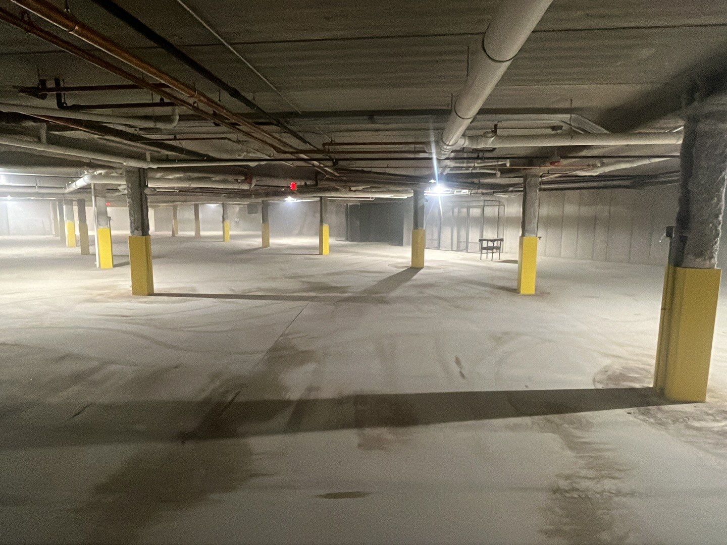 Parking garage post construction cleanup by Northern Power Washing LLC.