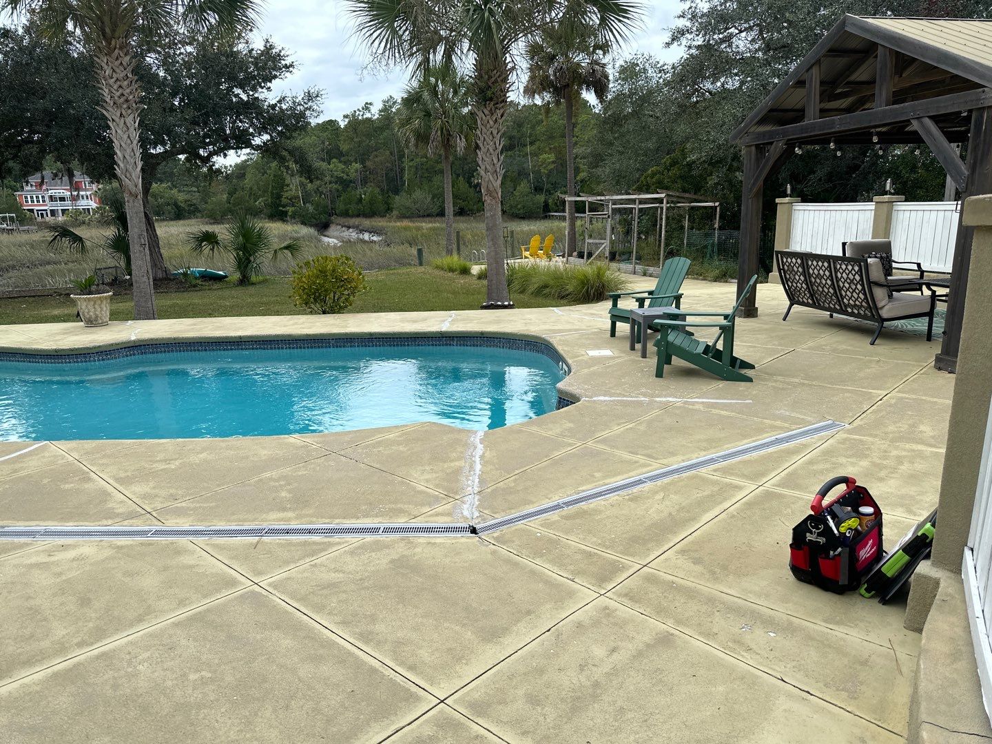 Concrete Pool deck with AcryFin by DuraSeal