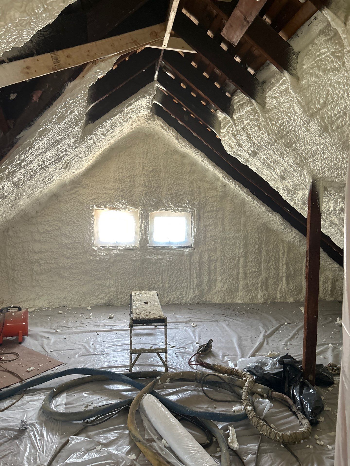 Attic Insulation using open cell spray foam by NYS Foam & Energy
