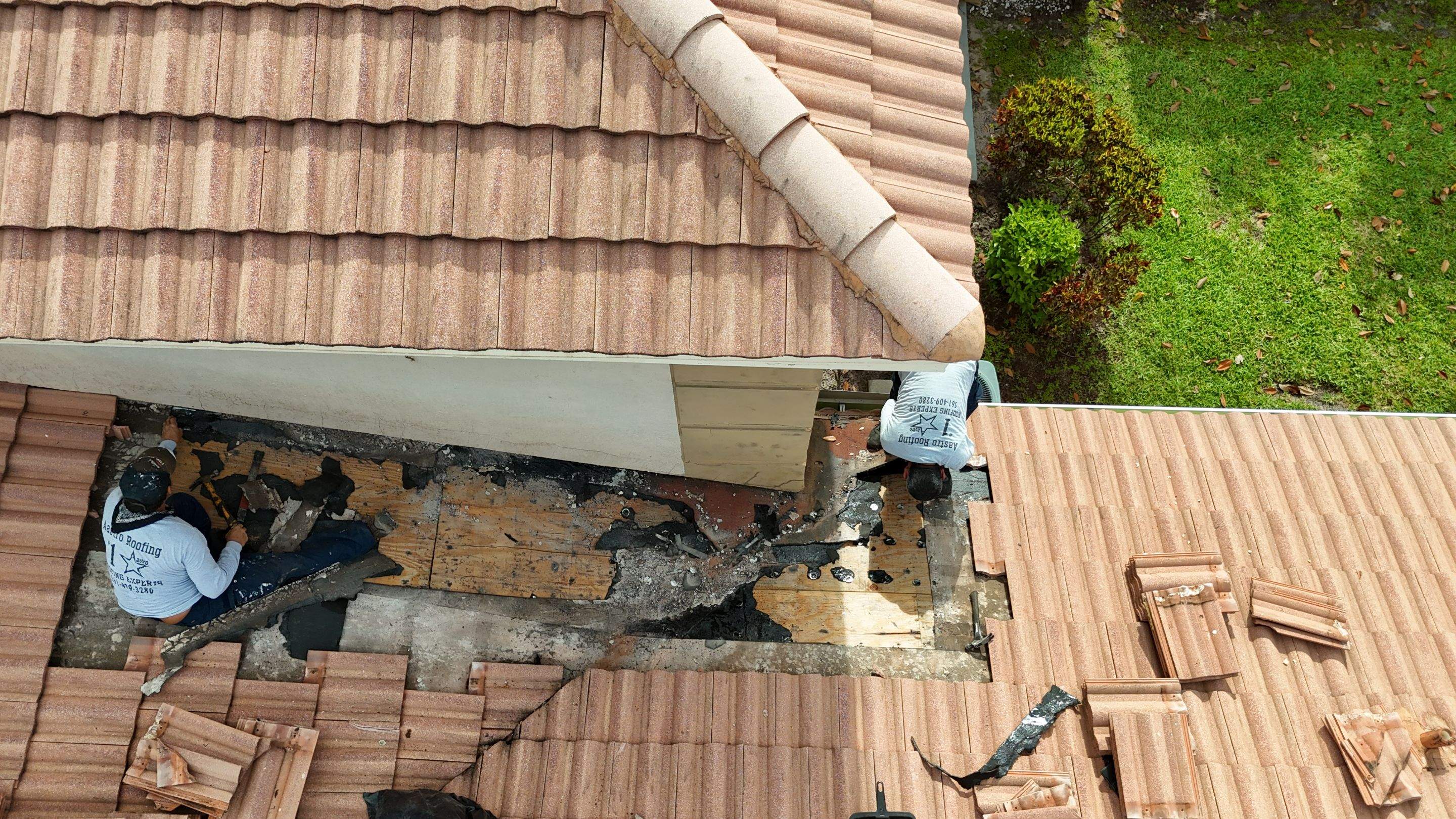 Clay Tile Roof Repair and Plywood Decking Replacement in Boynton Beach by Aastro Roofing