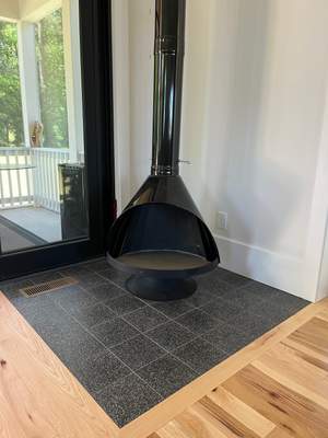 Rare Wood Fireplace and Hearth Pad