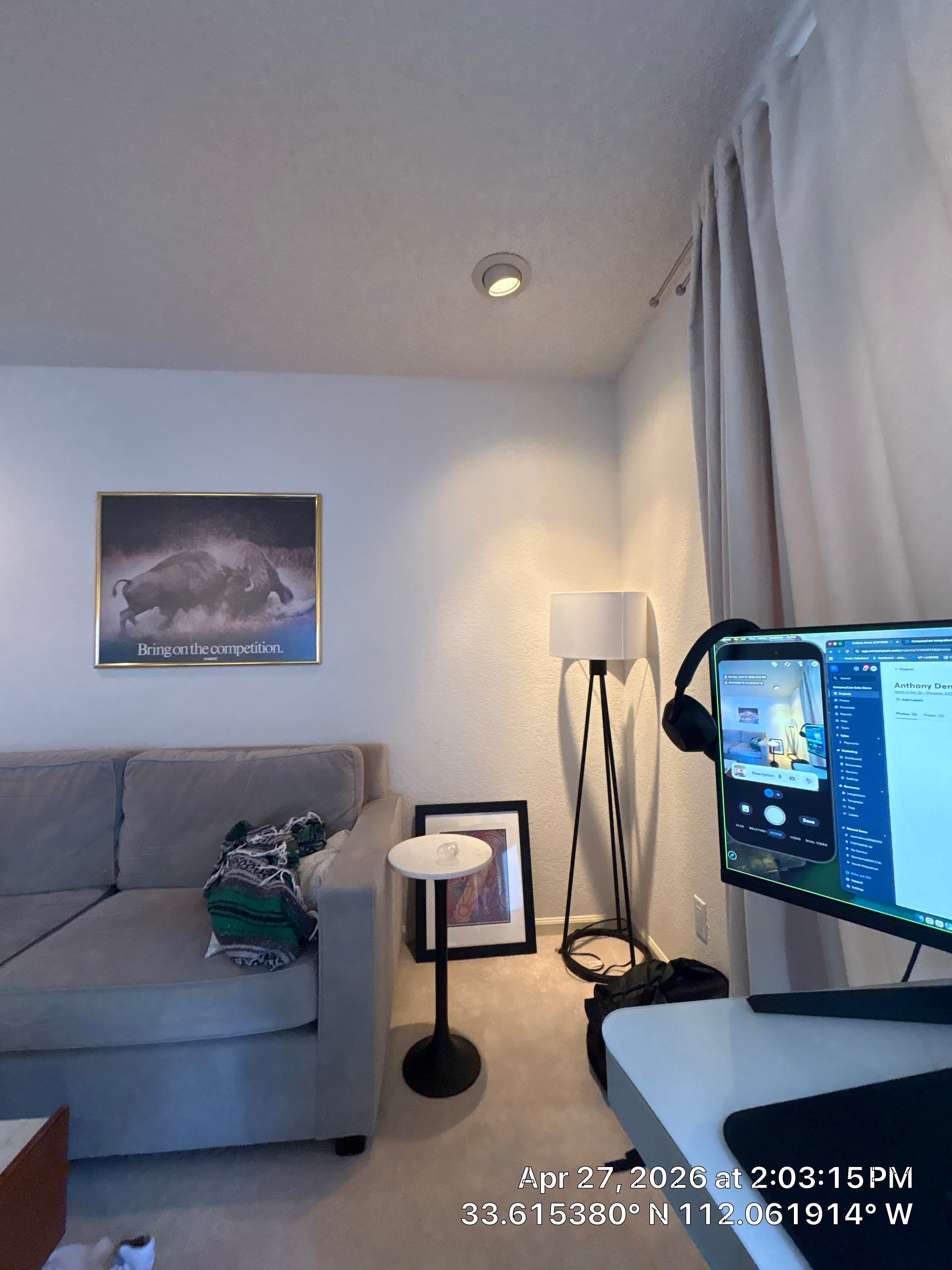 Phoenix Home Office Setup with Integrated AV and Lighting by CompanyCam Sales Demo