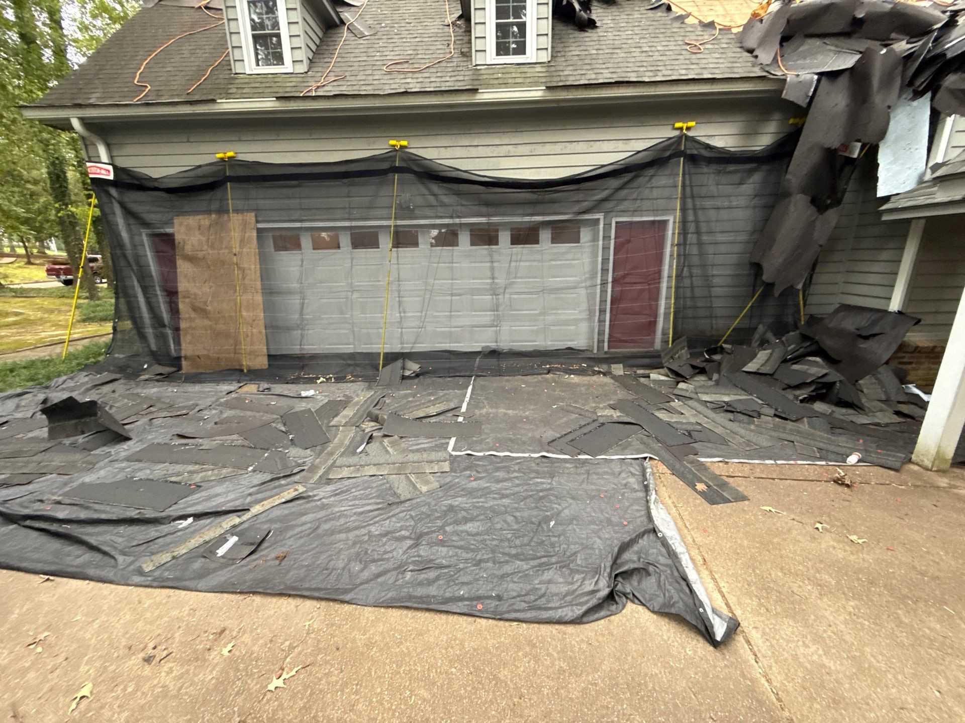 Collierville Roof Replacement Following Major Tree Impact Damage with interior repairs by Revival Roofing Services