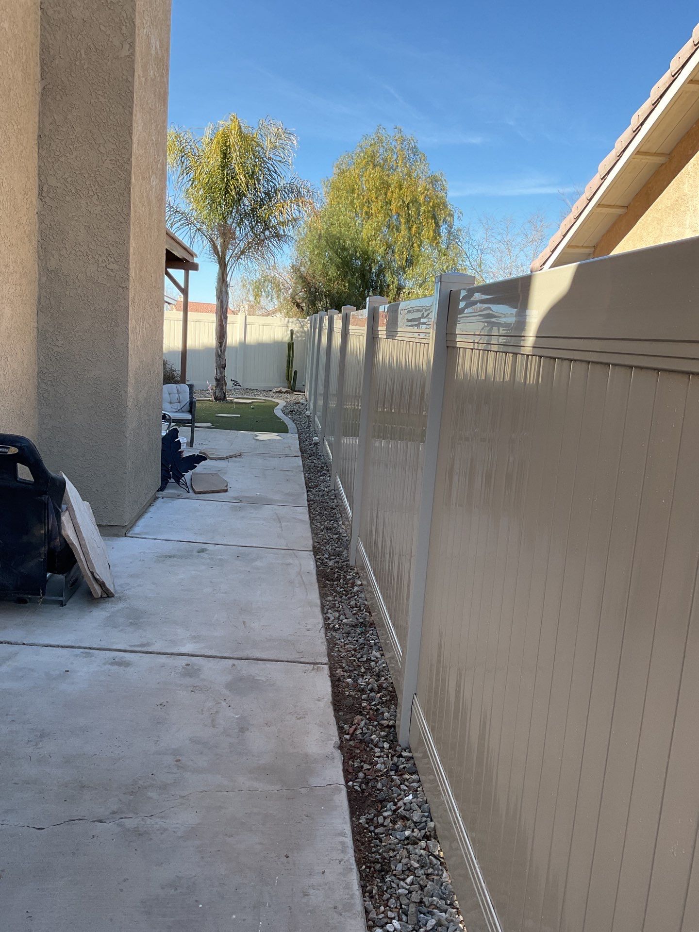 Beautiful vinyl fence installation by Fence Guys Inc.