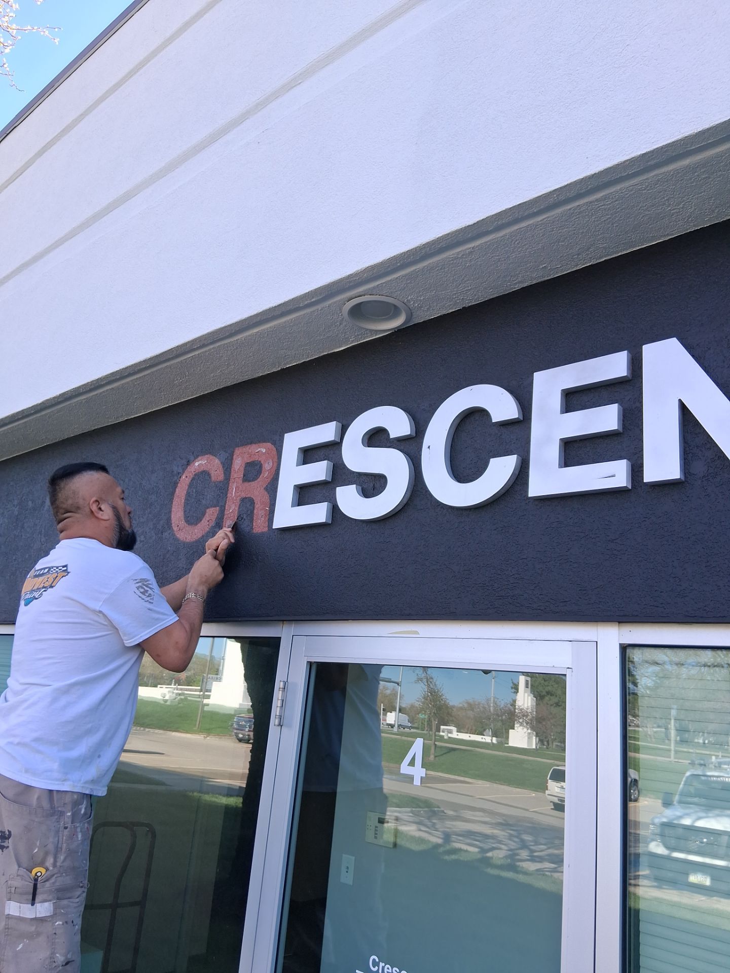 Commercial Exterior Remove Sign, Patch and Repaint by Midwest Paint LLC