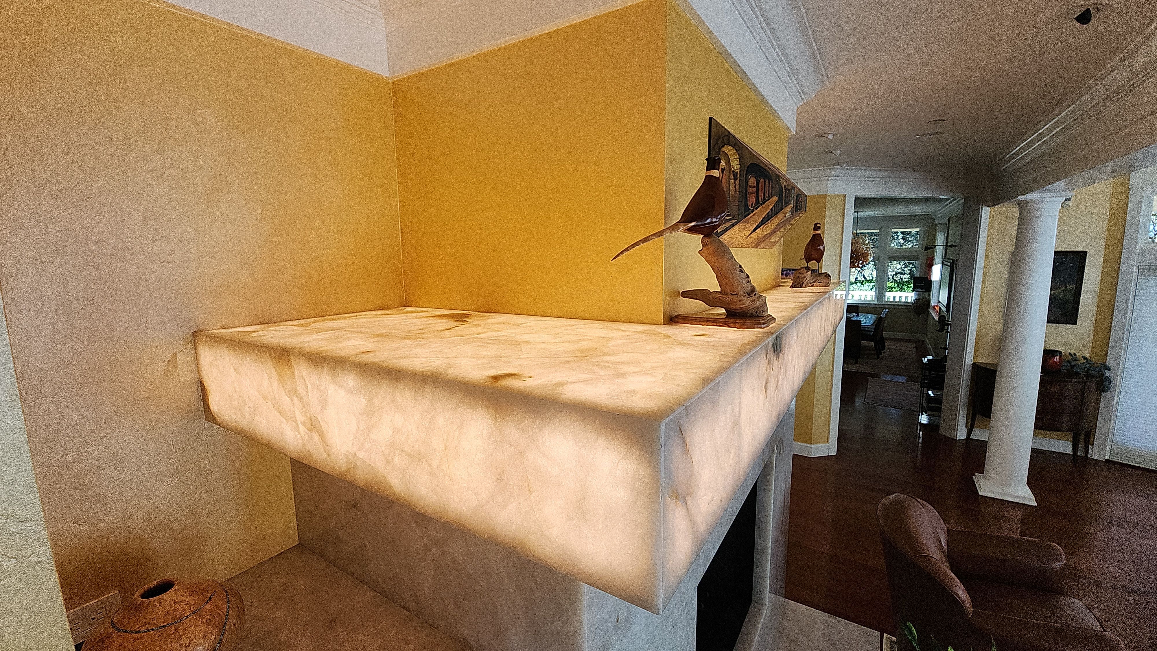 Backlit Stone On A Fireplace by S.Y. Electric Inc.