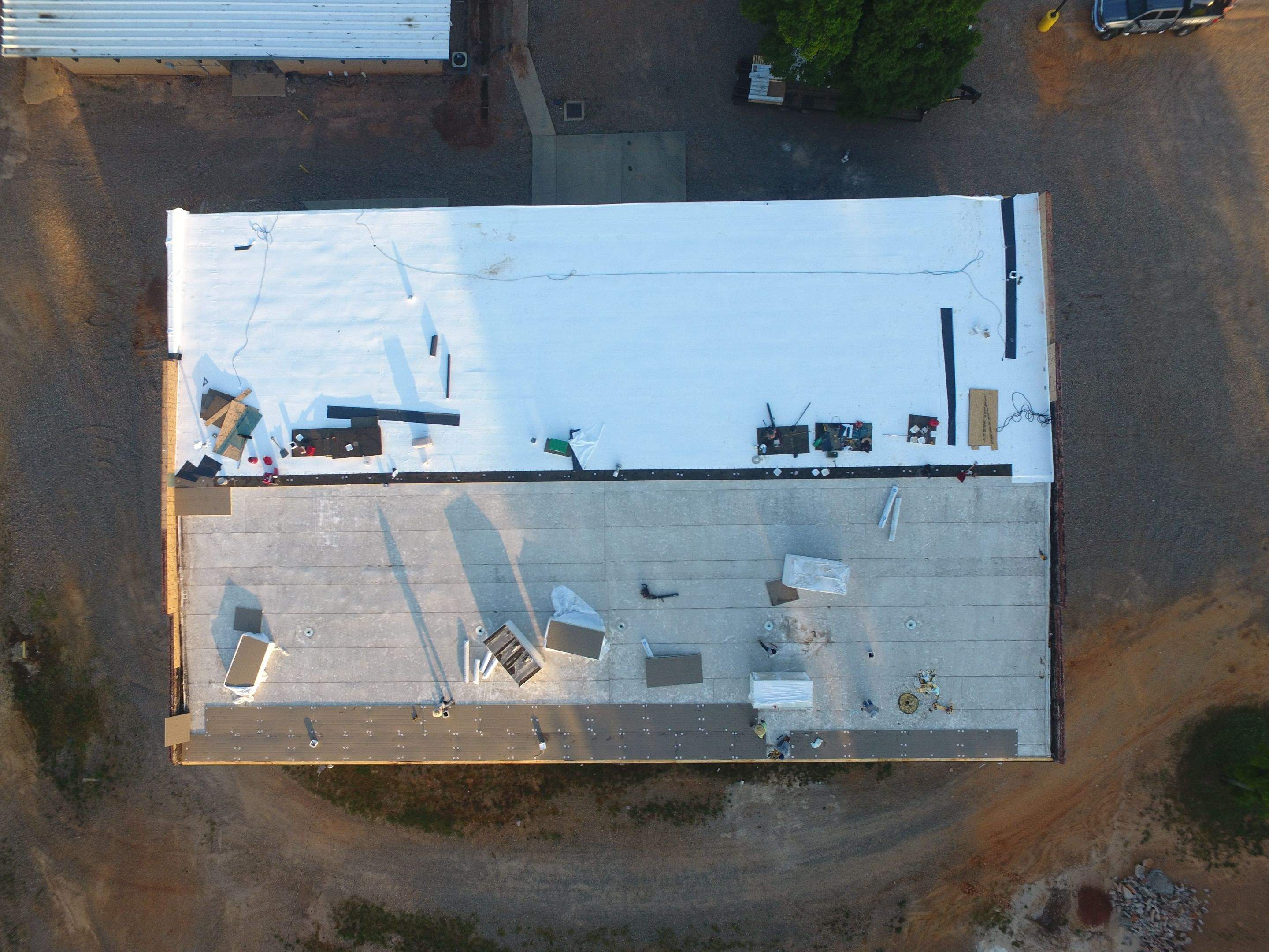 Commercial Roofing Installation using 50 mil PVC by Hostetler Roofing