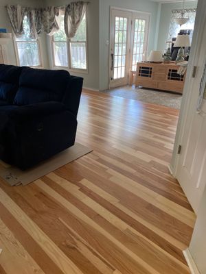 Natural Finish Solid Hickory Flooring Installation in Indianapolis