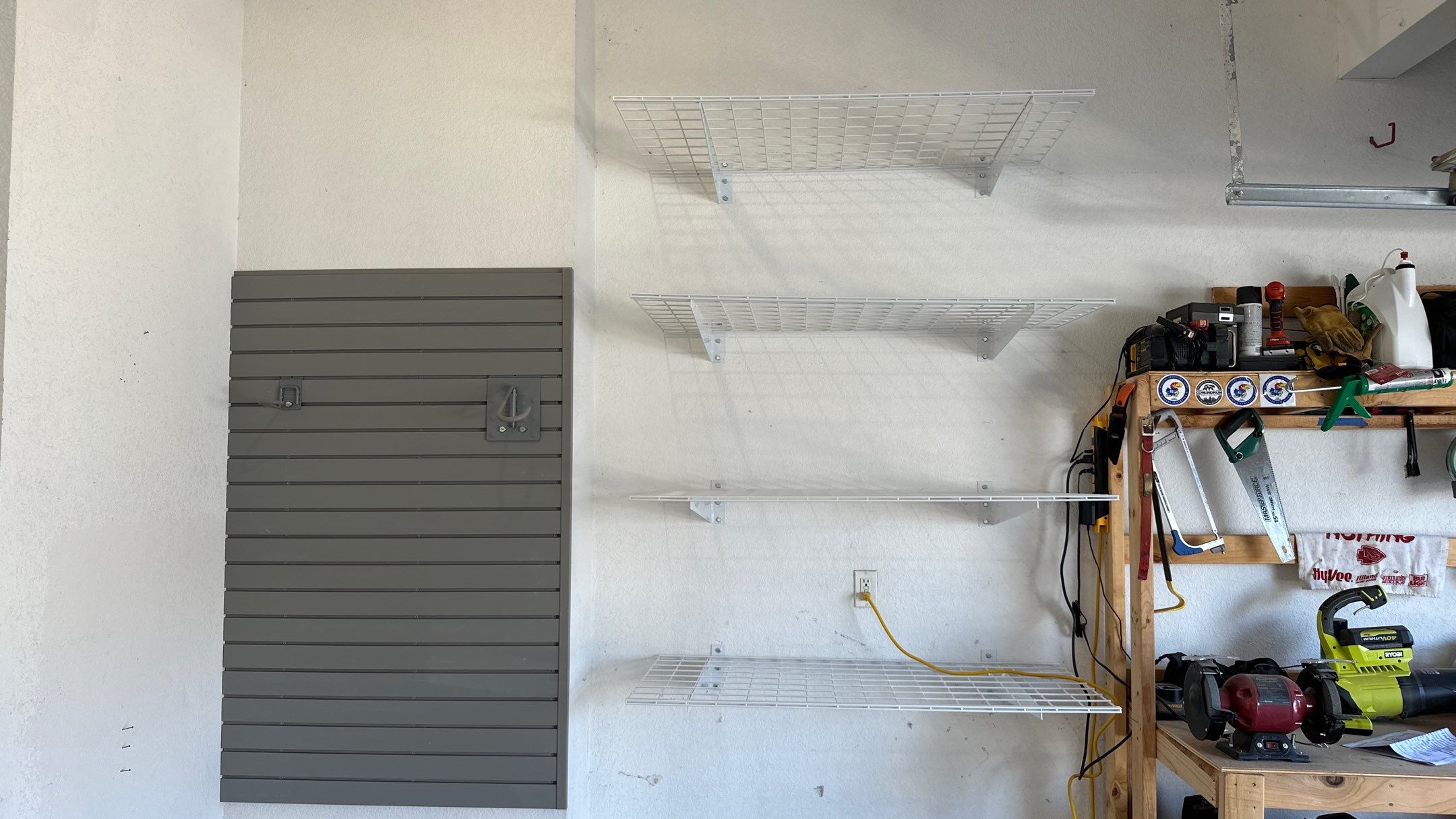 Melissa L. upgraded her garage with slatwall and overhead racks by Banner Garage