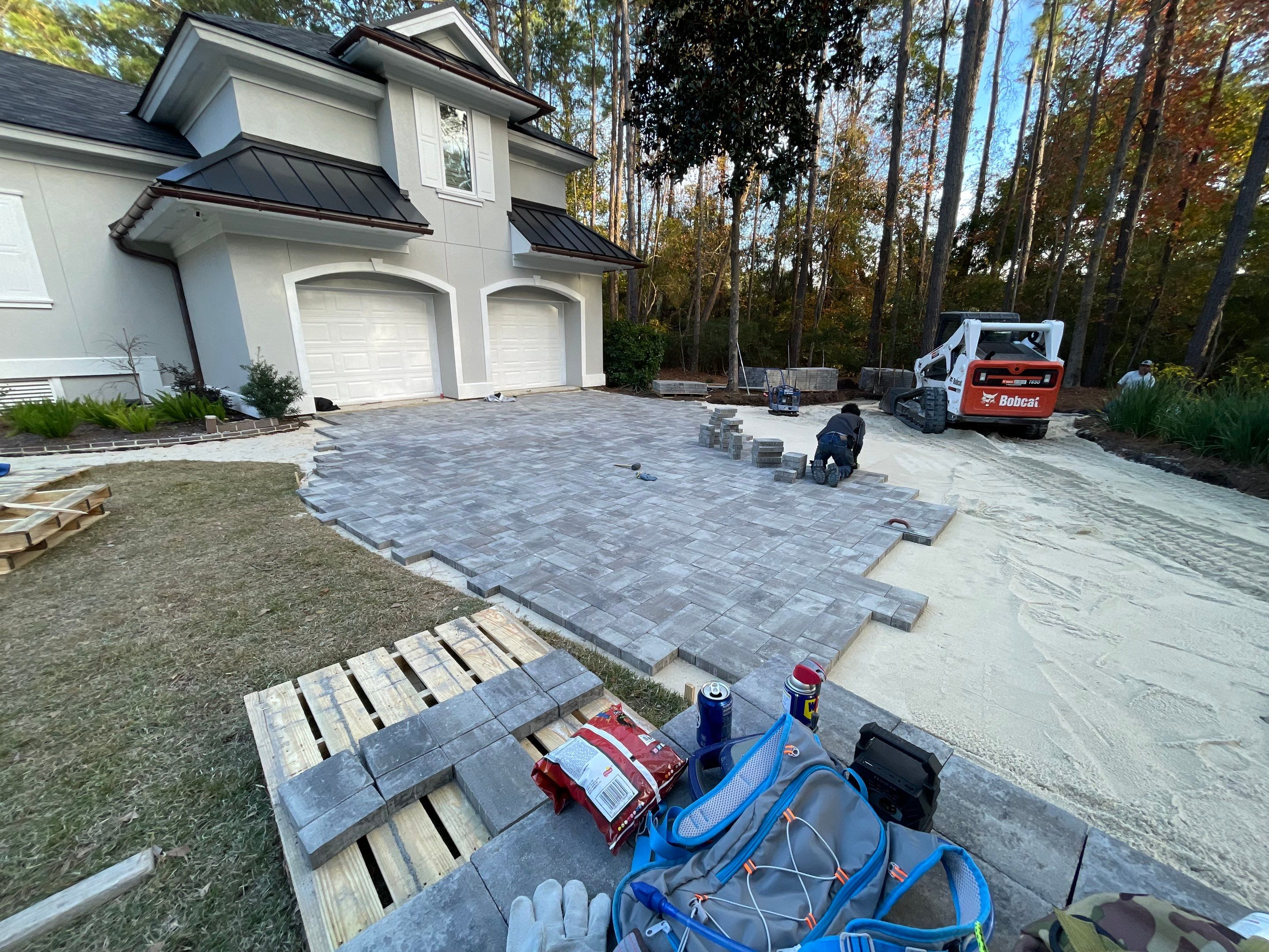 Custom Paver Driveway and Textured Pool Deck Installation in Hilton Head Island by Lowcountry Scapes, LLC