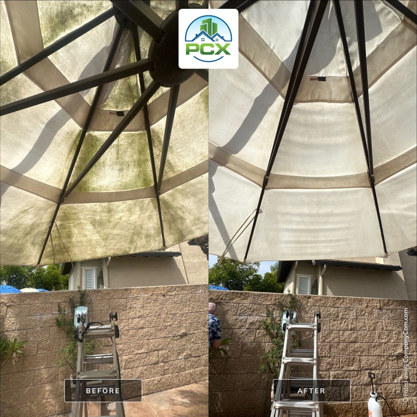 Canvas awning cleaning in Mission Viejo, CA by Property Cleaning Experts, LLC