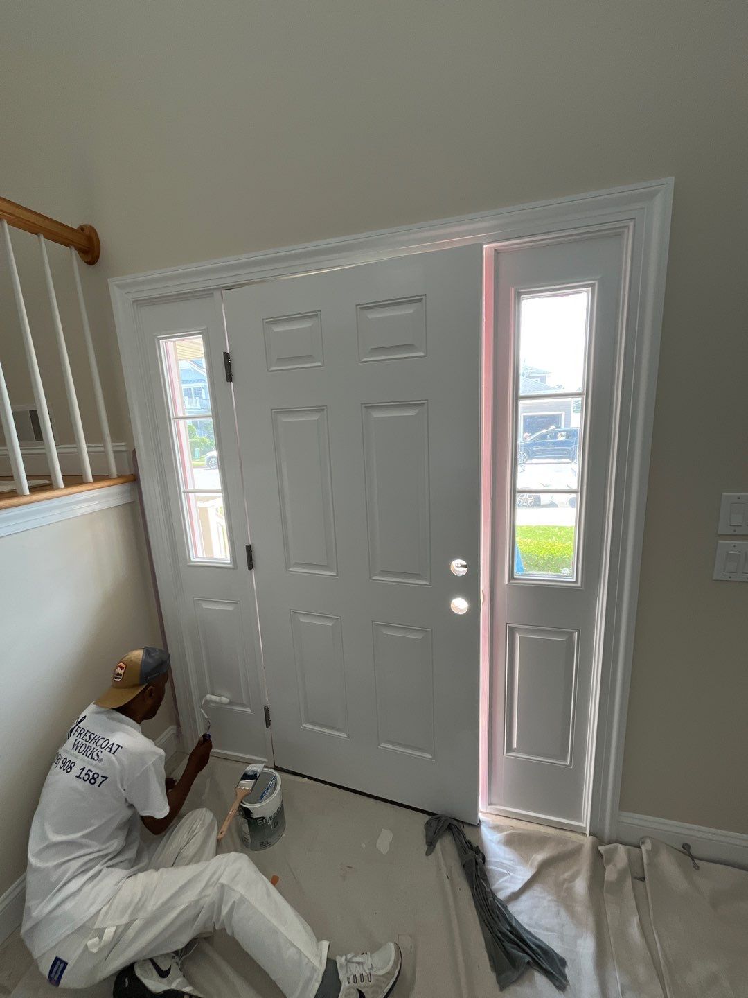 Front Door and Sidelight Refinishing and Painting in Avalon New Jersey by FreshCoat Works LLC