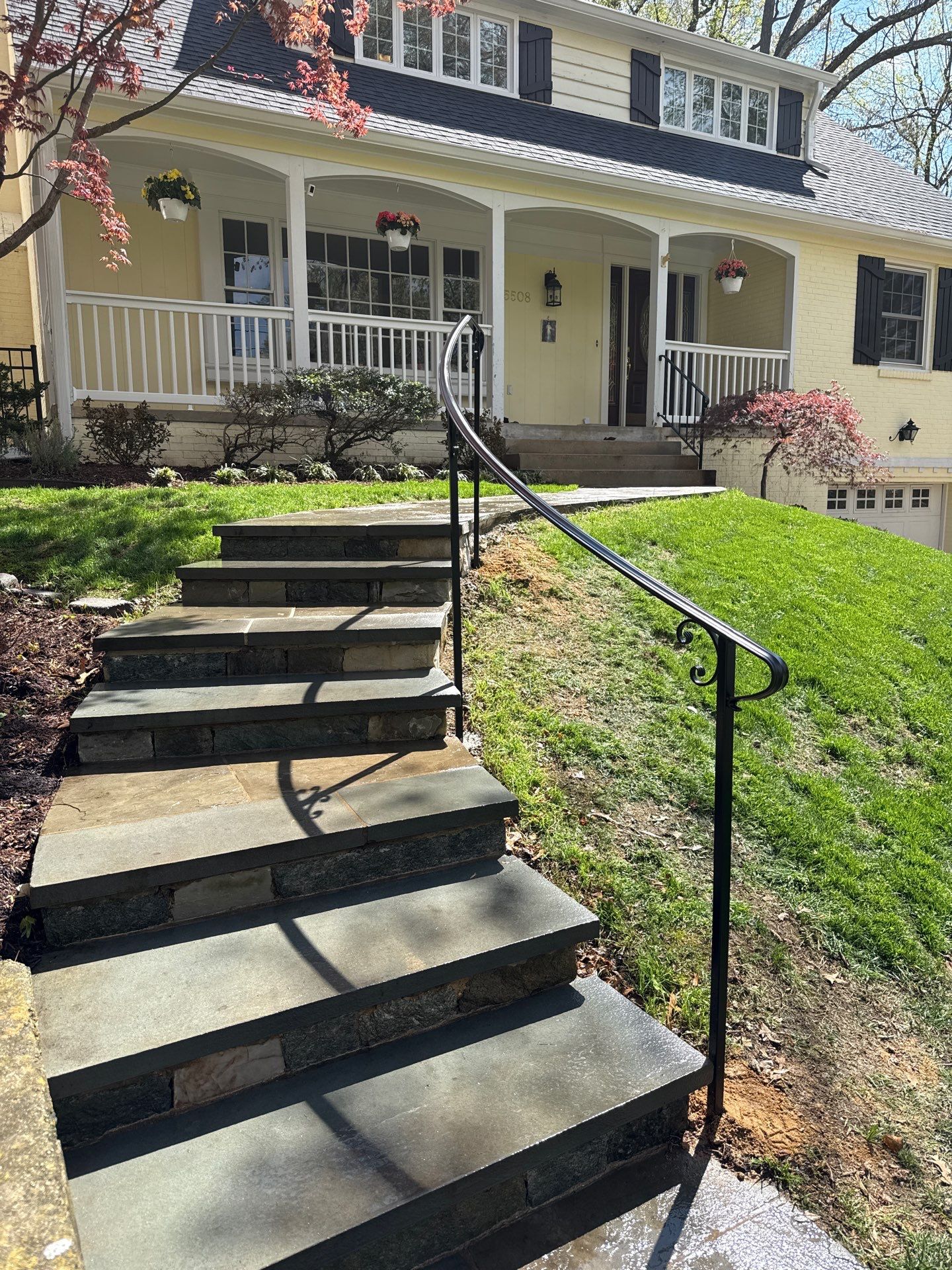 Modern Exterior Steel Handrails – Residential Entrance – Bethesda, MD by Capitol Iron Works