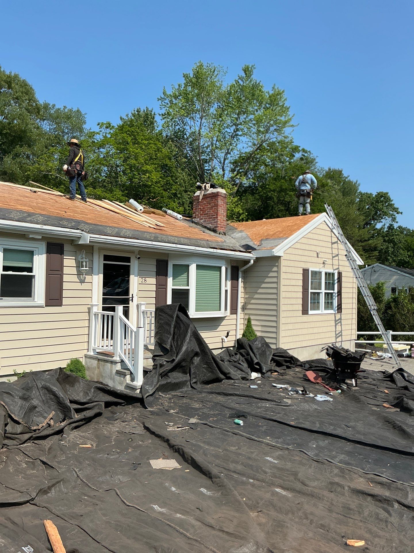 Full Roof Replacement & Chimney Repair – Onyx Black, MA by Mighty Dog Roofing of Greater Middlesex County